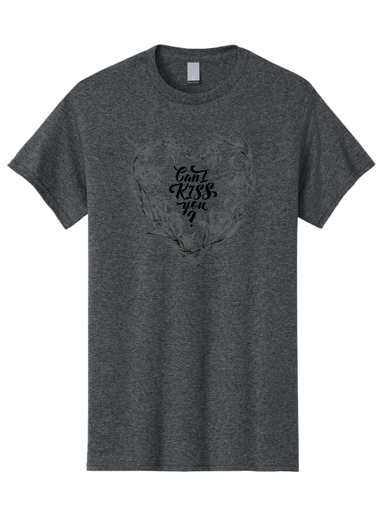 Cant-Kiss-You Men'S Graphic Tee, 100% Cotton, Comfortable Casual Summer Wear, Machine Washable, Romantic Illustration, Floral Heart, Love Quote, Elegant Typography, Flowers, Heart Shape, Valentines Day Aac254 21