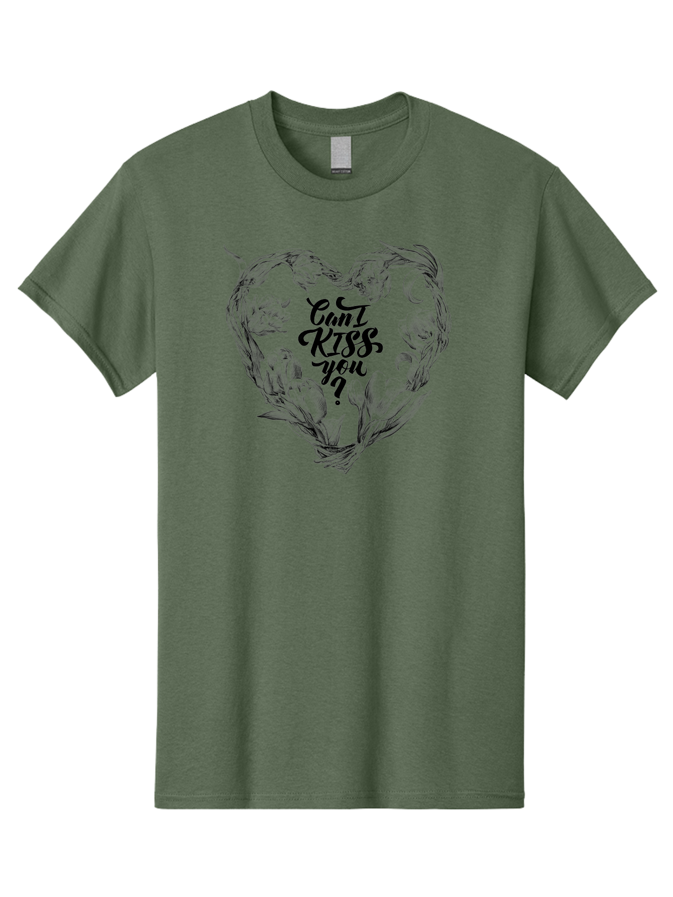 Cant-Kiss-You Men'S Graphic Tee, 100% Cotton, Comfortable Casual Summer Wear, Machine Washable, Romantic Illustration, Floral Heart, Love Quote, Elegant Typography, Flowers, Heart Shape, Valentines Day Aac254 3