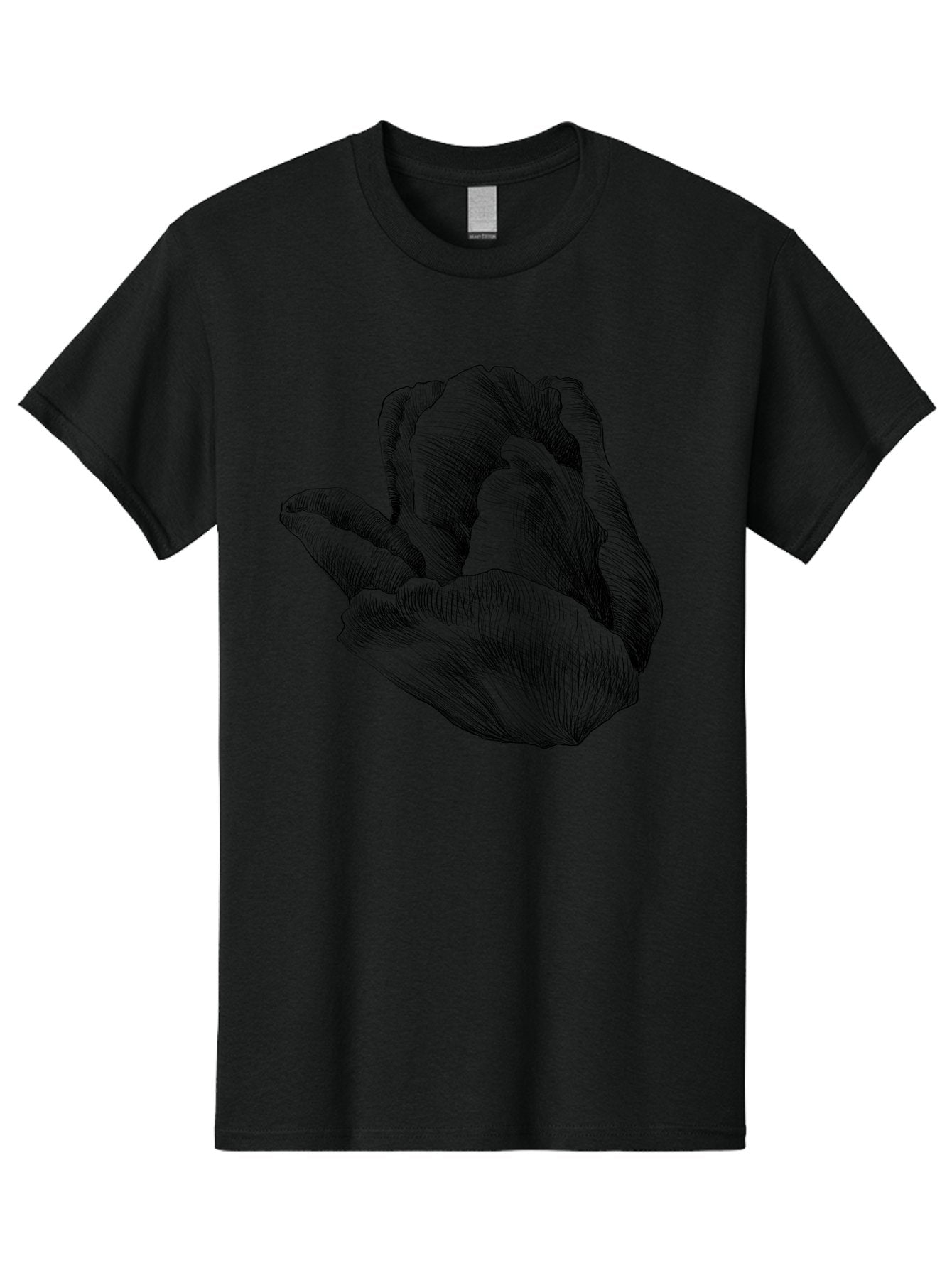 Hand-Gesture Men'S Graphic Tee, 100% Cotton, Comfortable Casual Summer Wear, Machine Washable, Hand Holding Flower, Floral Design, Botanical Art, Illustration, Sketch, Black Lines, Leafy Greens, Delicate Petals, Artistic Expression, Aac257 10