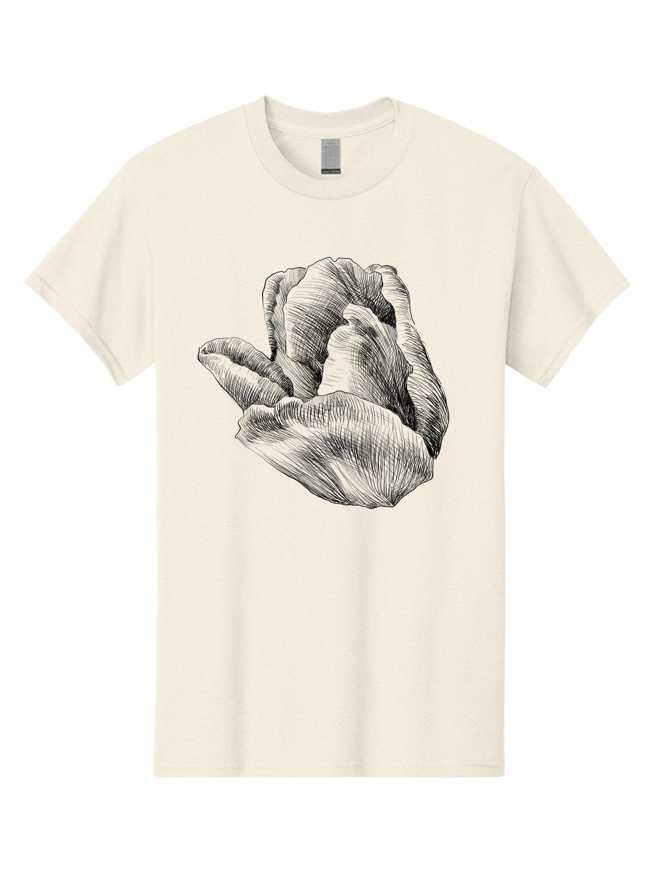 Hand-Gesture Men'S Graphic Tee, 100% Cotton, Comfortable Casual Summer Wear, Machine Washable, Hand Holding Flower, Floral Design, Botanical Art, Illustration, Sketch, Black Lines, Leafy Greens, Delicate Petals, Artistic Expression, Aac257 11