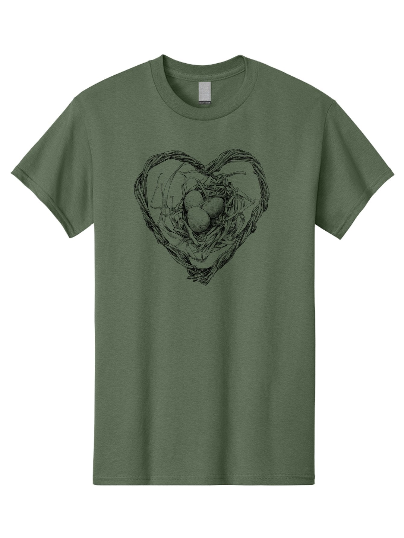 Heart-Shaped-Nest-With-Eggs Men'S Graphic Tee, 100% Cotton, Comfortable Casual Summer Wear, Machine Washable, Heart Shaped Bird Nest, Three Eggs, Twigs And Leaves, Love Symbol, Nature Illustration, Bird'S Nest, Easter Eggs, Spring Theme, Aac259 10