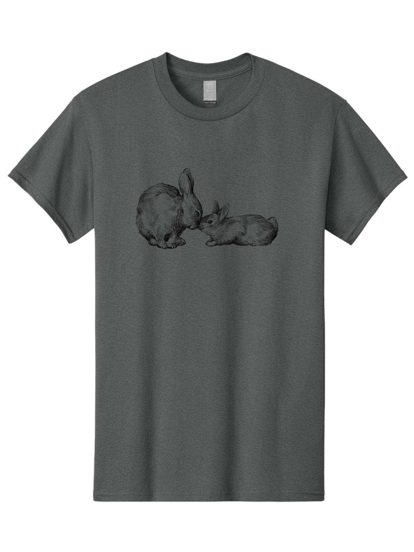 Mother-Rabbit-And-Baby Men'S Graphic Tee, 100% Cotton, Comfortable Casual Summer Wear, Machine Washable, Mother Rabbit And Baby Rabbit, Adorable Illustration, Cute Bunny, Tender Moment, Rabbit Love, Easter Theme, Furry Friends, Animal Bonding Aac260 6