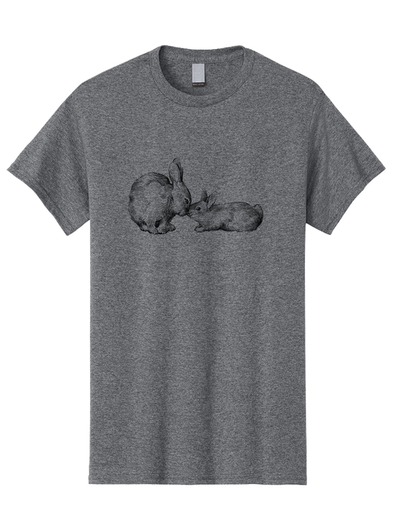 Mother-Rabbit-And-Baby Men'S Graphic Tee, 100% Cotton, Comfortable Casual Summer Wear, Machine Washable, Mother Rabbit And Baby Rabbit, Adorable Illustration, Cute Bunny, Tender Moment, Rabbit Love, Easter Theme, Furry Friends, Animal Bonding Aac260 3
