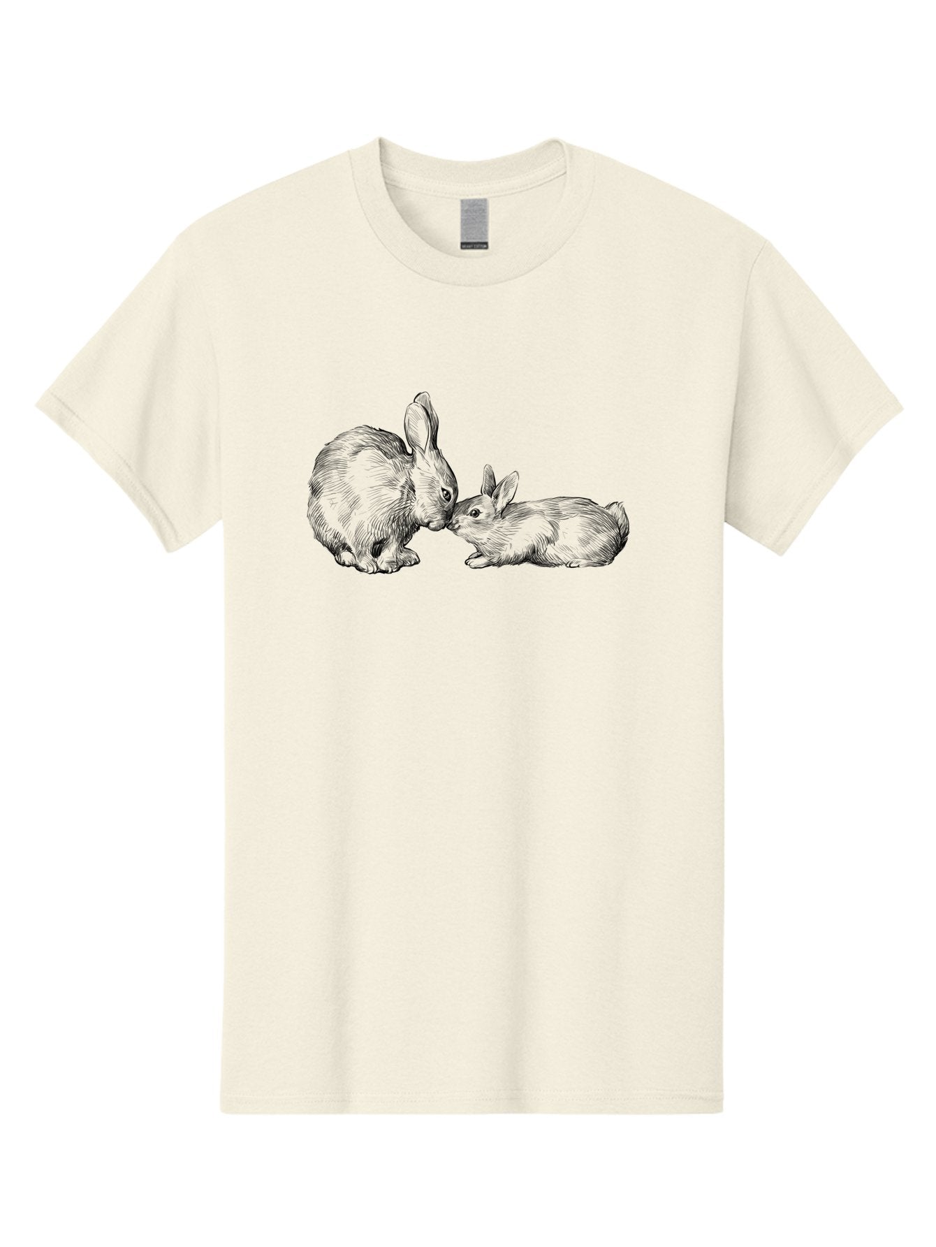 Mother-Rabbit-And-Baby Men'S Graphic Tee, 100% Cotton, Comfortable Casual Summer Wear, Machine Washable, Mother Rabbit And Baby Rabbit, Adorable Illustration, Cute Bunny, Tender Moment, Rabbit Love, Easter Theme, Furry Friends, Animal Bonding Aac260 14