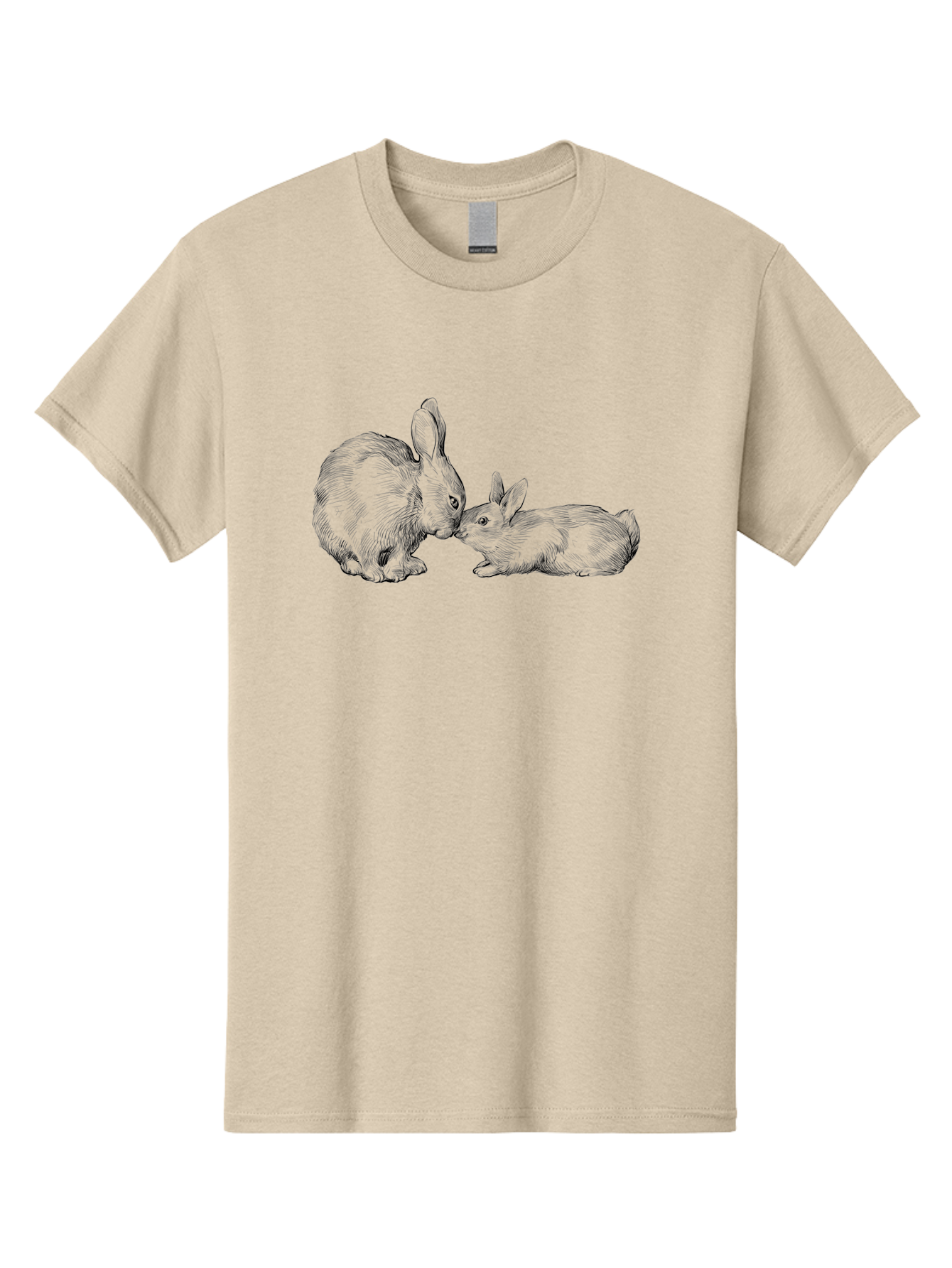 Mother-Rabbit-And-Baby Men'S Graphic Tee, 100% Cotton, Comfortable Casual Summer Wear, Machine Washable, Mother Rabbit And Baby Rabbit, Adorable Illustration, Cute Bunny, Tender Moment, Rabbit Love, Easter Theme, Furry Friends, Animal Bonding Aac260