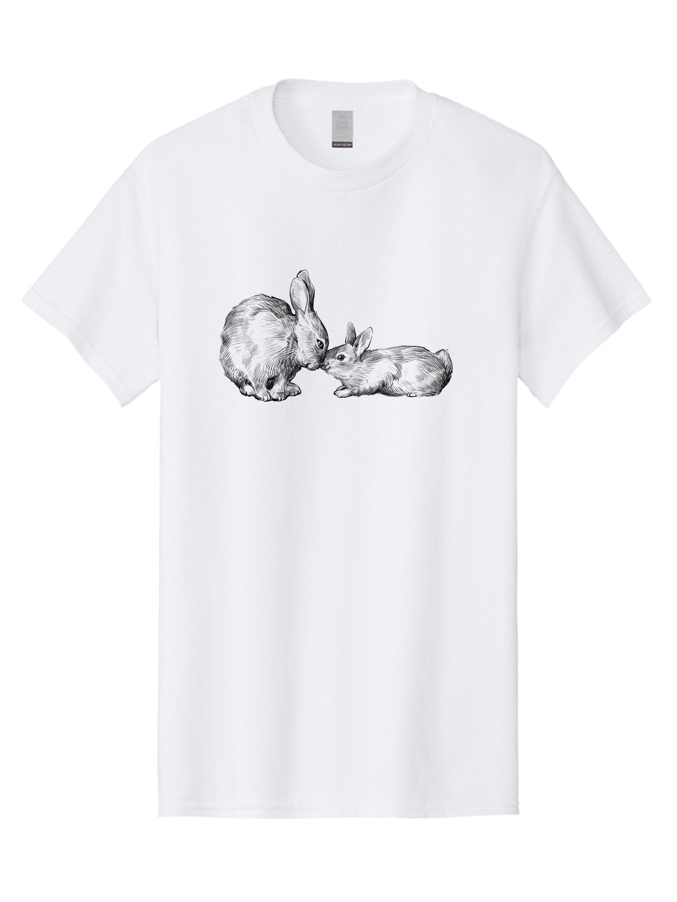 Mother-Rabbit-And-Baby Men'S Graphic Tee, 100% Cotton, Comfortable Casual Summer Wear, Machine Washable, Mother Rabbit And Baby Rabbit, Adorable Illustration, Cute Bunny, Tender Moment, Rabbit Love, Easter Theme, Furry Friends, Animal Bonding Aac260