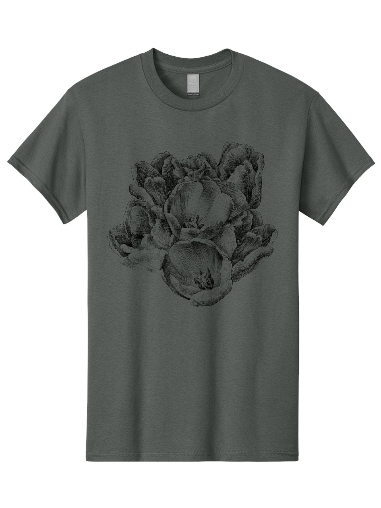 Peony-Flower Men'S Graphic Tee, 100% Cotton, Comfortable Casual Summer Wear, Machine Washable, Detailed Line Drawing, Floral Design, Lush Petals, Botanical Art, Elegant Flowers, Intricate Details, Sketch Style, Flower Illustration Aac261 14