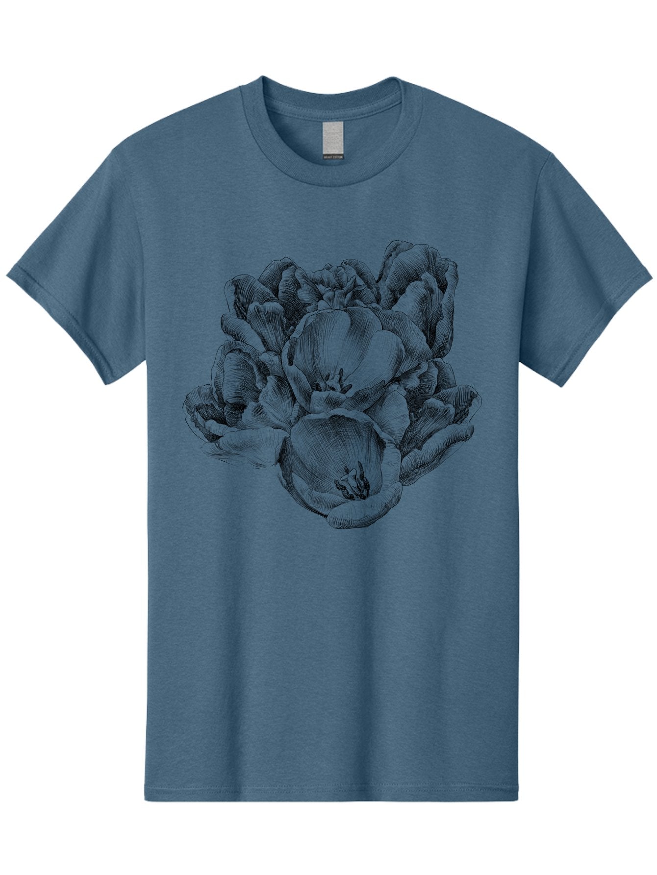 Peony-Flower Men'S Graphic Tee, 100% Cotton, Comfortable Casual Summer Wear, Machine Washable, Detailed Line Drawing, Floral Design, Lush Petals, Botanical Art, Elegant Flowers, Intricate Details, Sketch Style, Flower Illustration Aac261 12