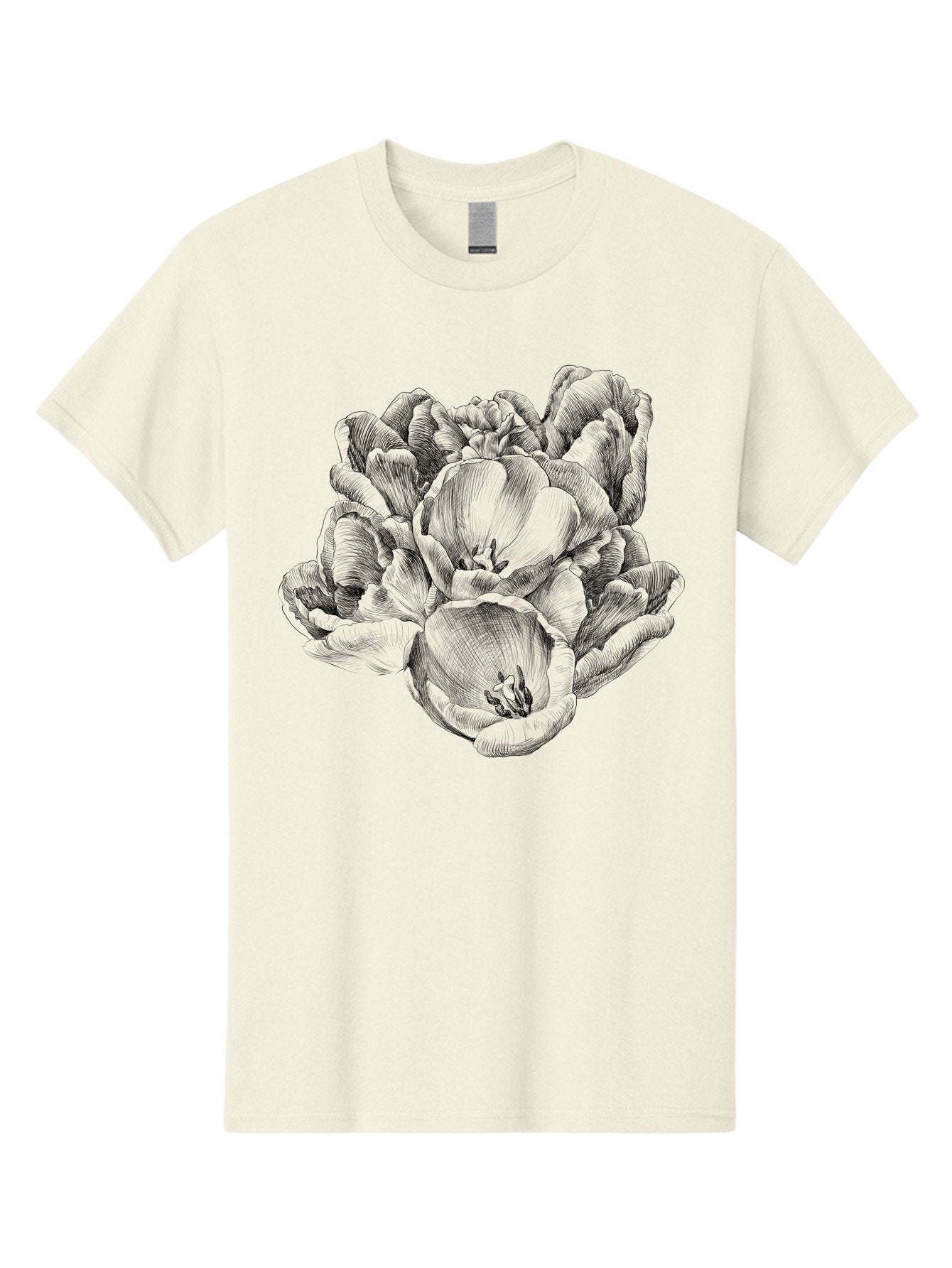 Peony-Flower Men'S Graphic Tee, 100% Cotton, Comfortable Casual Summer Wear, Machine Washable, Detailed Line Drawing, Floral Design, Lush Petals, Botanical Art, Elegant Flowers, Intricate Details, Sketch Style, Flower Illustration Aac261 10