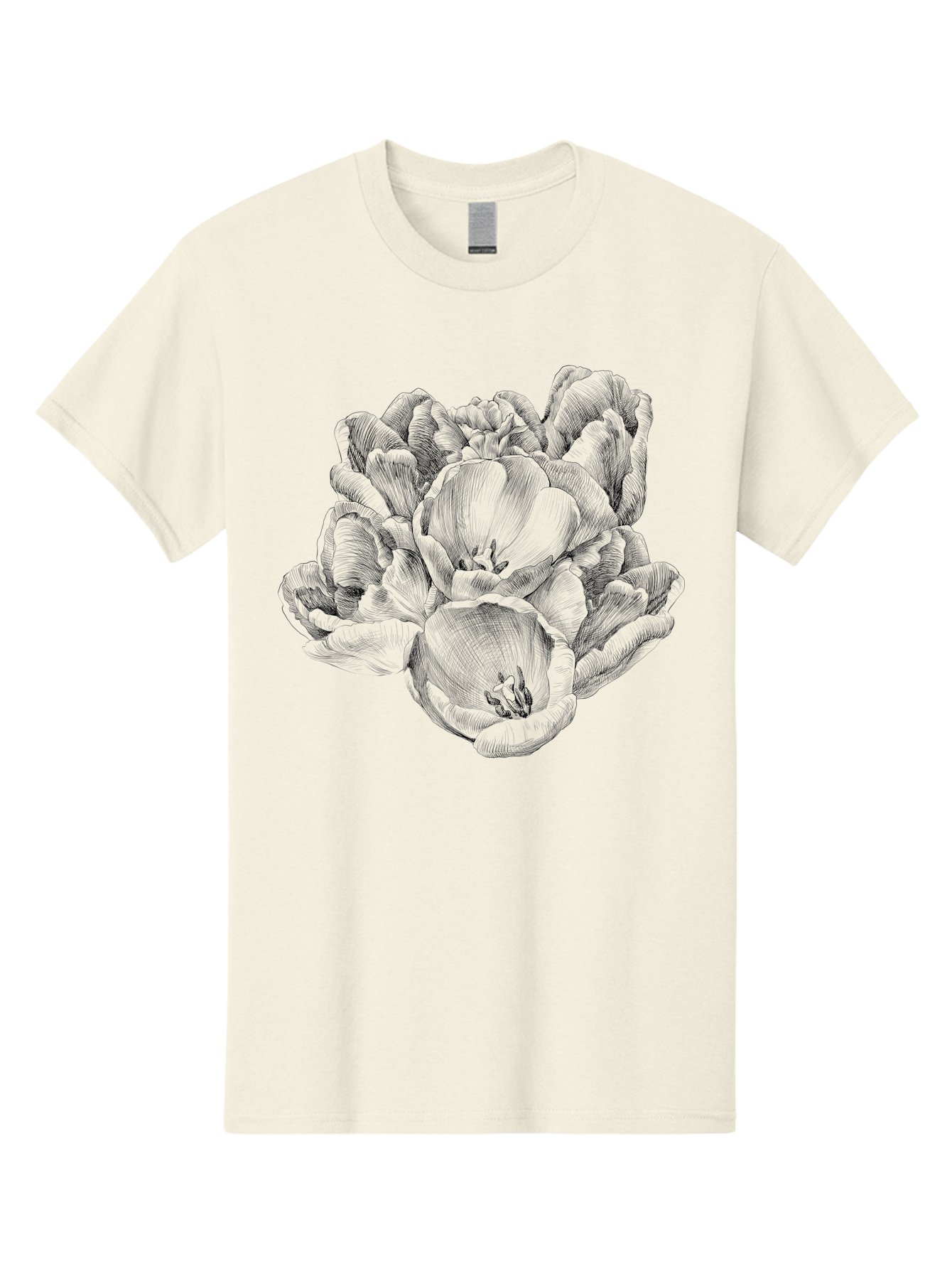 Peony-Flower Men'S Graphic Tee, 100% Cotton, Comfortable Casual Summer Wear, Machine Washable, Detailed Line Drawing, Floral Design, Lush Petals, Botanical Art, Elegant Flowers, Intricate Details, Sketch Style, Flower Illustration Aac261 27