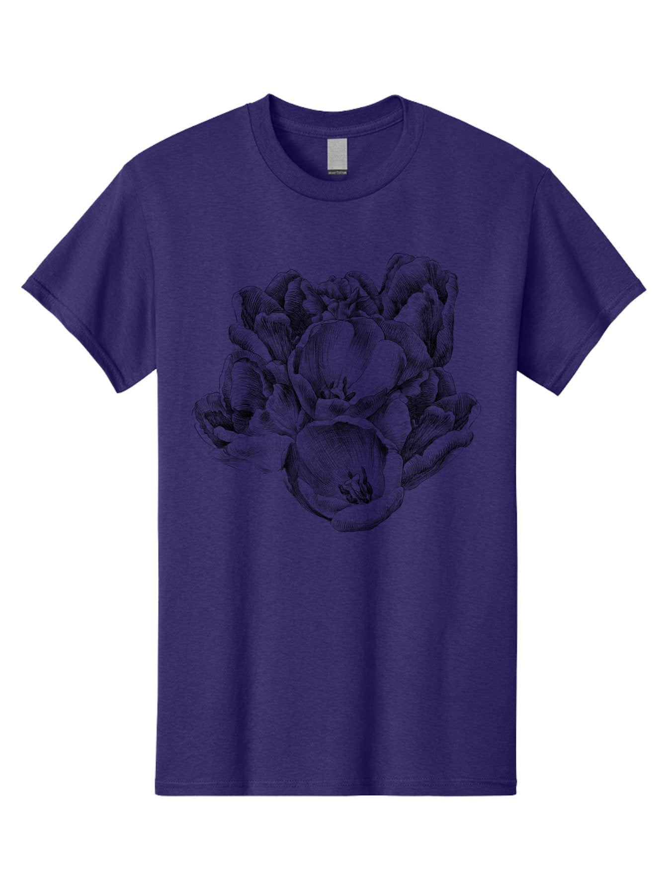 Peony-Flower Men'S Graphic Tee, 100% Cotton, Comfortable Casual Summer Wear, Machine Washable, Detailed Line Drawing, Floral Design, Lush Petals, Botanical Art, Elegant Flowers, Intricate Details, Sketch Style, Flower Illustration Aac261 5