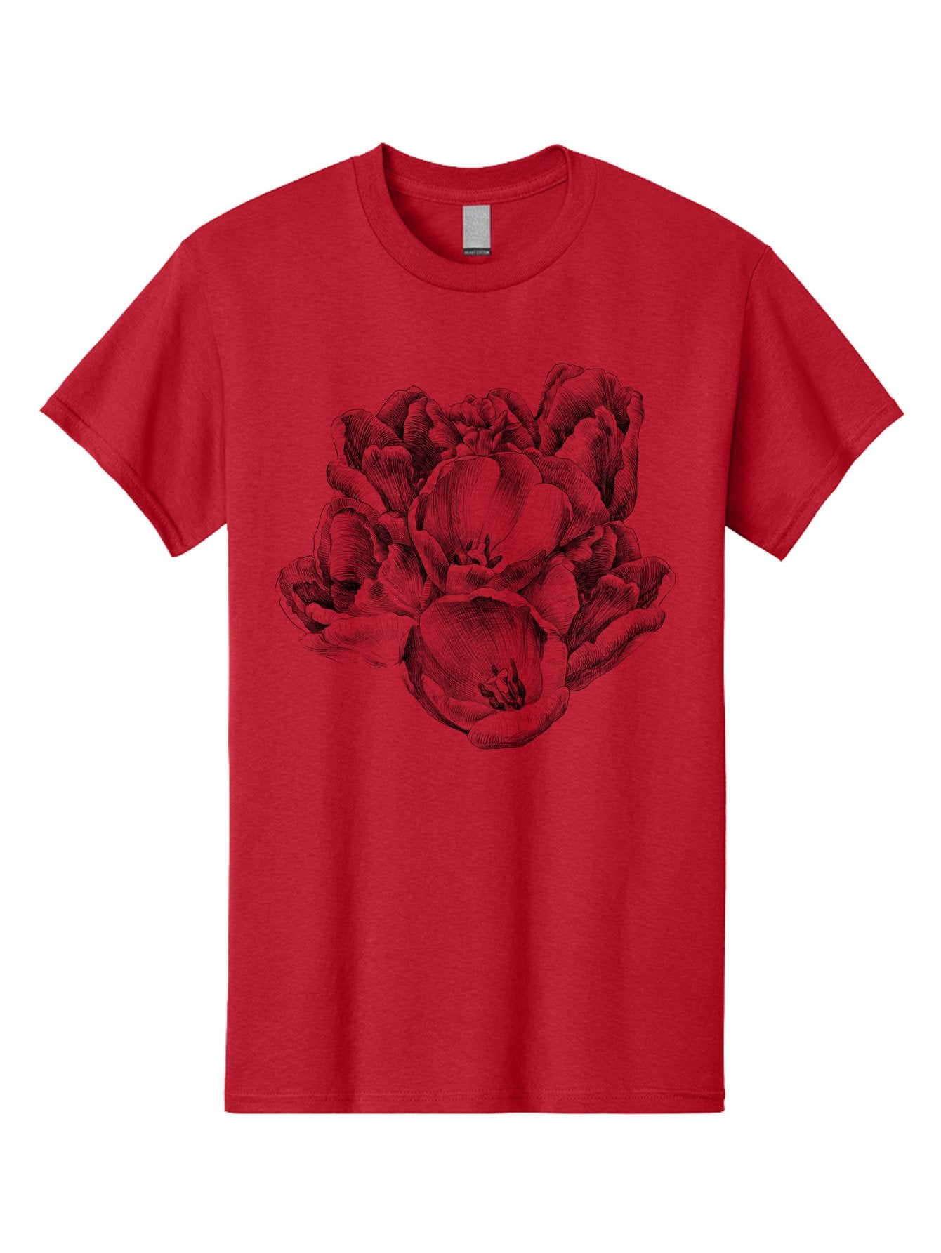 Peony-Flower Men'S Graphic Tee, 100% Cotton, Comfortable Casual Summer Wear, Machine Washable, Detailed Line Drawing, Floral Design, Lush Petals, Botanical Art, Elegant Flowers, Intricate Details, Sketch Style, Flower Illustration Aac261 4
