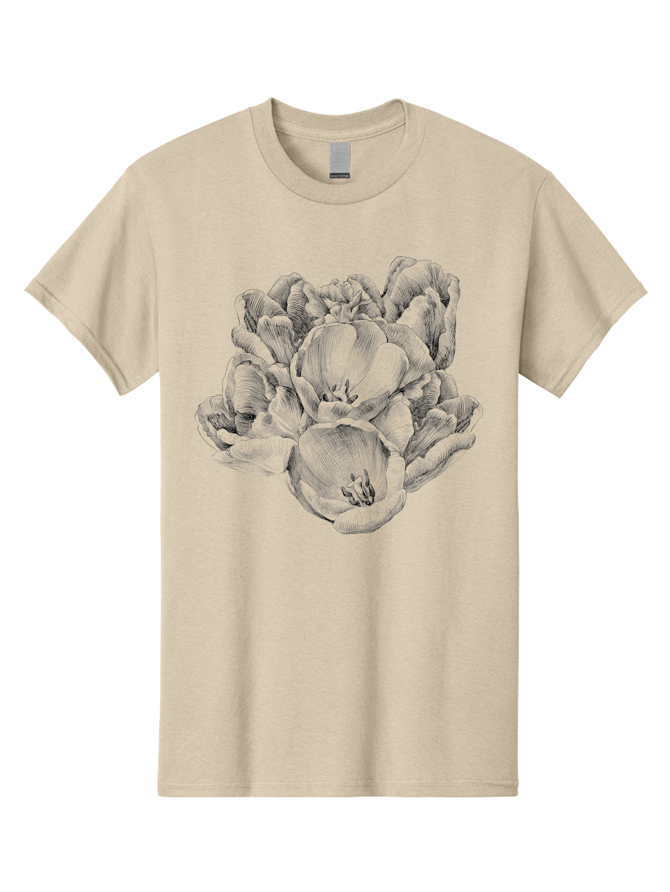 Peony-Flower Men'S Graphic Tee, 100% Cotton, Comfortable Casual Summer Wear, Machine Washable, Detailed Line Drawing, Floral Design, Lush Petals, Botanical Art, Elegant Flowers, Intricate Details, Sketch Style, Flower Illustration Aac261 19