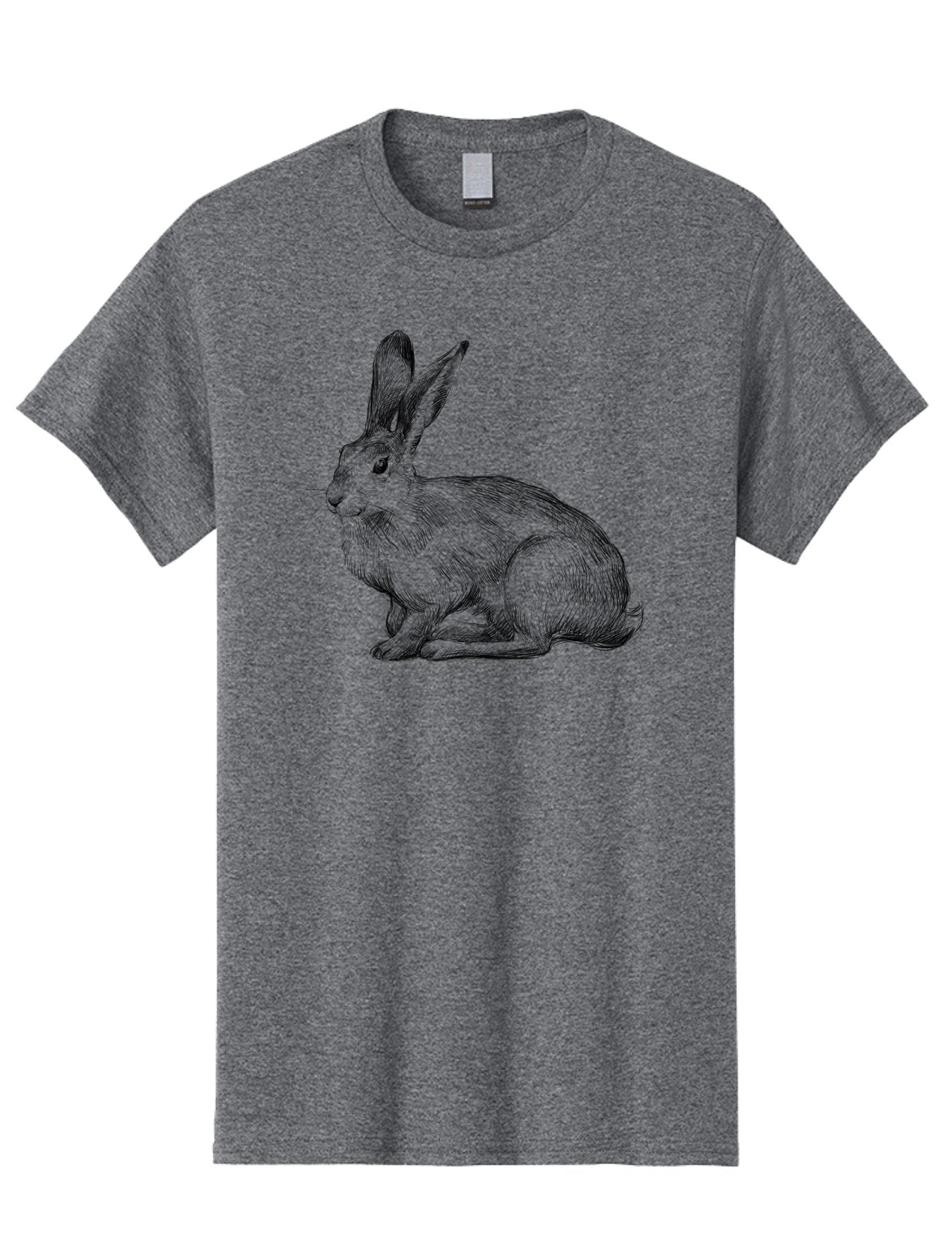 Rabbit-1 Men'S Graphic Tee, 100% Cotton, Comfortable Casual Summer Wear, Machine Washable, Detailed Sketch Of A Rabbit, Realistic Illustration, Wildlife Artwork, Intricate Linework, Cute Animal Design, Rabbit Portrait, Artistic Rendering Aac263