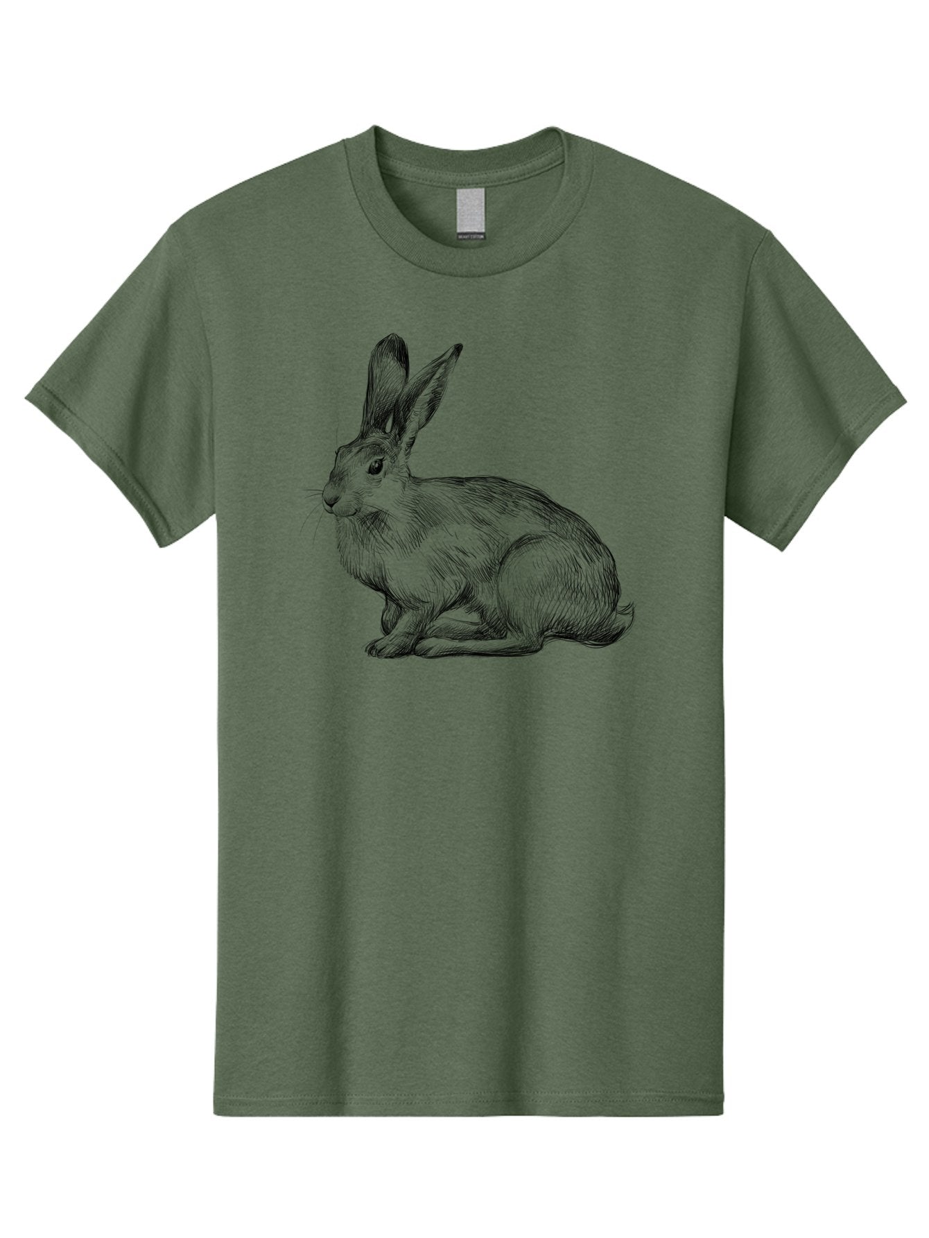 Rabbit-1 Men'S Graphic Tee, 100% Cotton, Comfortable Casual Summer Wear, Machine Washable, Detailed Sketch Of A Rabbit, Realistic Illustration, Wildlife Artwork, Intricate Linework, Cute Animal Design, Rabbit Portrait, Artistic Rendering Aac263 3