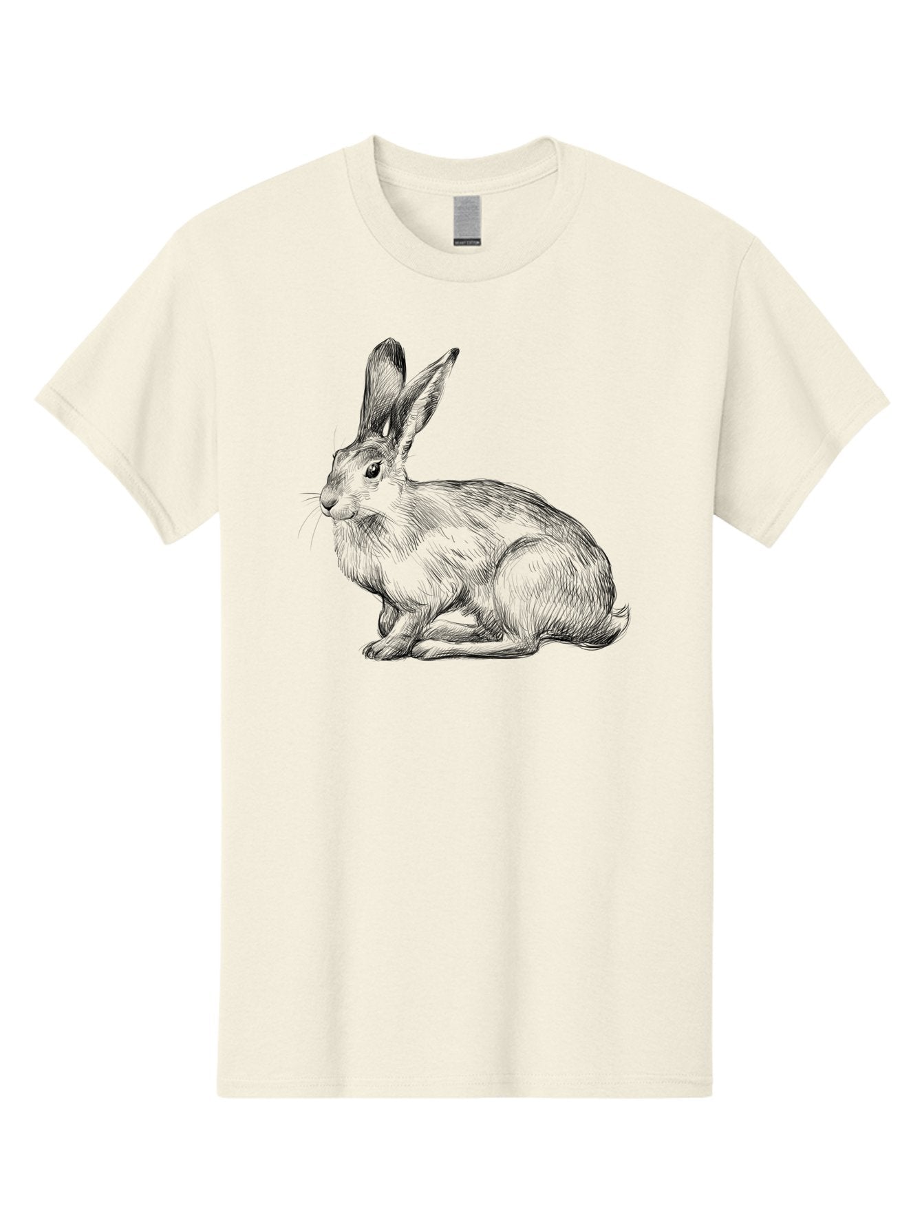Rabbit-1 Men'S Graphic Tee, 100% Cotton, Comfortable Casual Summer Wear, Machine Washable, Detailed Sketch Of A Rabbit, Realistic Illustration, Wildlife Artwork, Intricate Linework, Cute Animal Design, Rabbit Portrait, Artistic Rendering Aac263