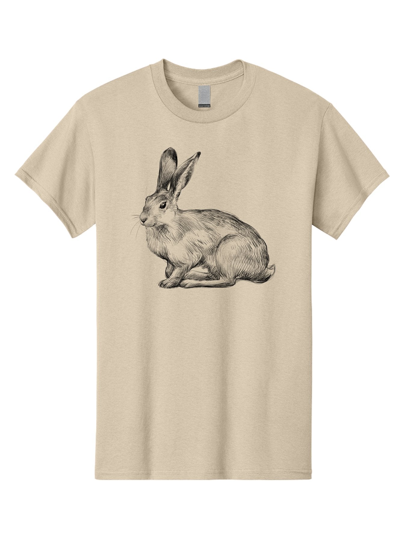 Rabbit-1 Men'S Graphic Tee, 100% Cotton, Comfortable Casual Summer Wear, Machine Washable, Detailed Sketch Of A Rabbit, Realistic Illustration, Wildlife Artwork, Intricate Linework, Cute Animal Design, Rabbit Portrait, Artistic Rendering Aac263 13