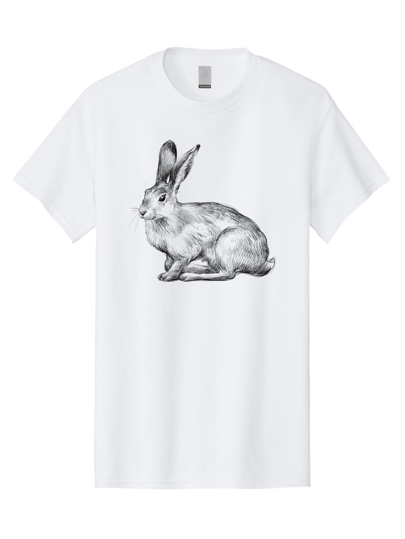 Rabbit-1 Men'S Graphic Tee, 100% Cotton, Comfortable Casual Summer Wear, Machine Washable, Detailed Sketch Of A Rabbit, Realistic Illustration, Wildlife Artwork, Intricate Linework, Cute Animal Design, Rabbit Portrait, Artistic Rendering Aac263 7