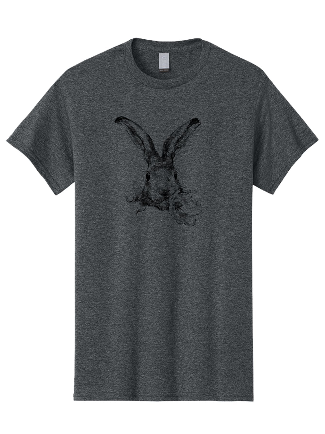 Rabbit-Eating-Flower Men'S Graphic Tee, 100% Cotton, Comfortable Casual Summer Wear, Machine Washable, Rabbit With Long Ears, Floral Theme, Whimsical Art, Spring Design, Cute Bunny, Flower Eater, Detailed Illustration, Rabbit Portrait, Aac264 6