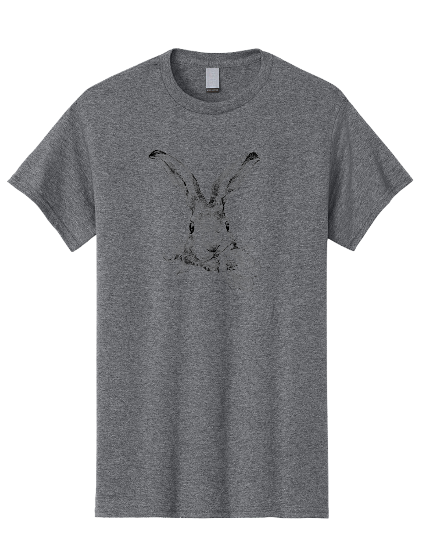 Rabbit-Eating-Flower Men'S Graphic Tee, 100% Cotton, Comfortable Casual Summer Wear, Machine Washable, Rabbit With Long Ears, Floral Theme, Whimsical Art, Spring Design, Cute Bunny, Flower Eater, Detailed Illustration, Rabbit Portrait, Aac264 19