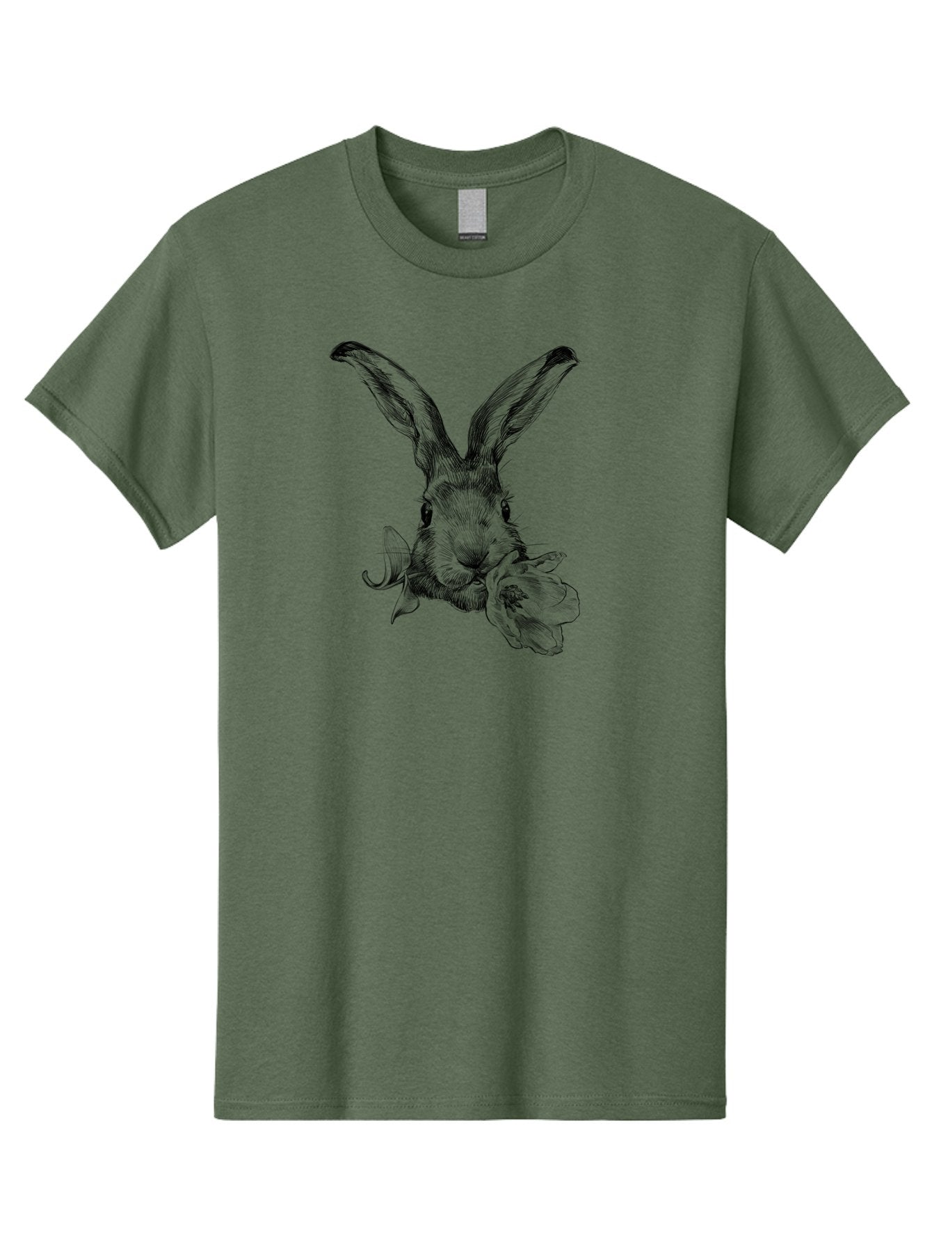 Rabbit-Eating-Flower Men'S Graphic Tee, 100% Cotton, Comfortable Casual Summer Wear, Machine Washable, Rabbit With Long Ears, Floral Theme, Whimsical Art, Spring Design, Cute Bunny, Flower Eater, Detailed Illustration, Rabbit Portrait, Aac264 15