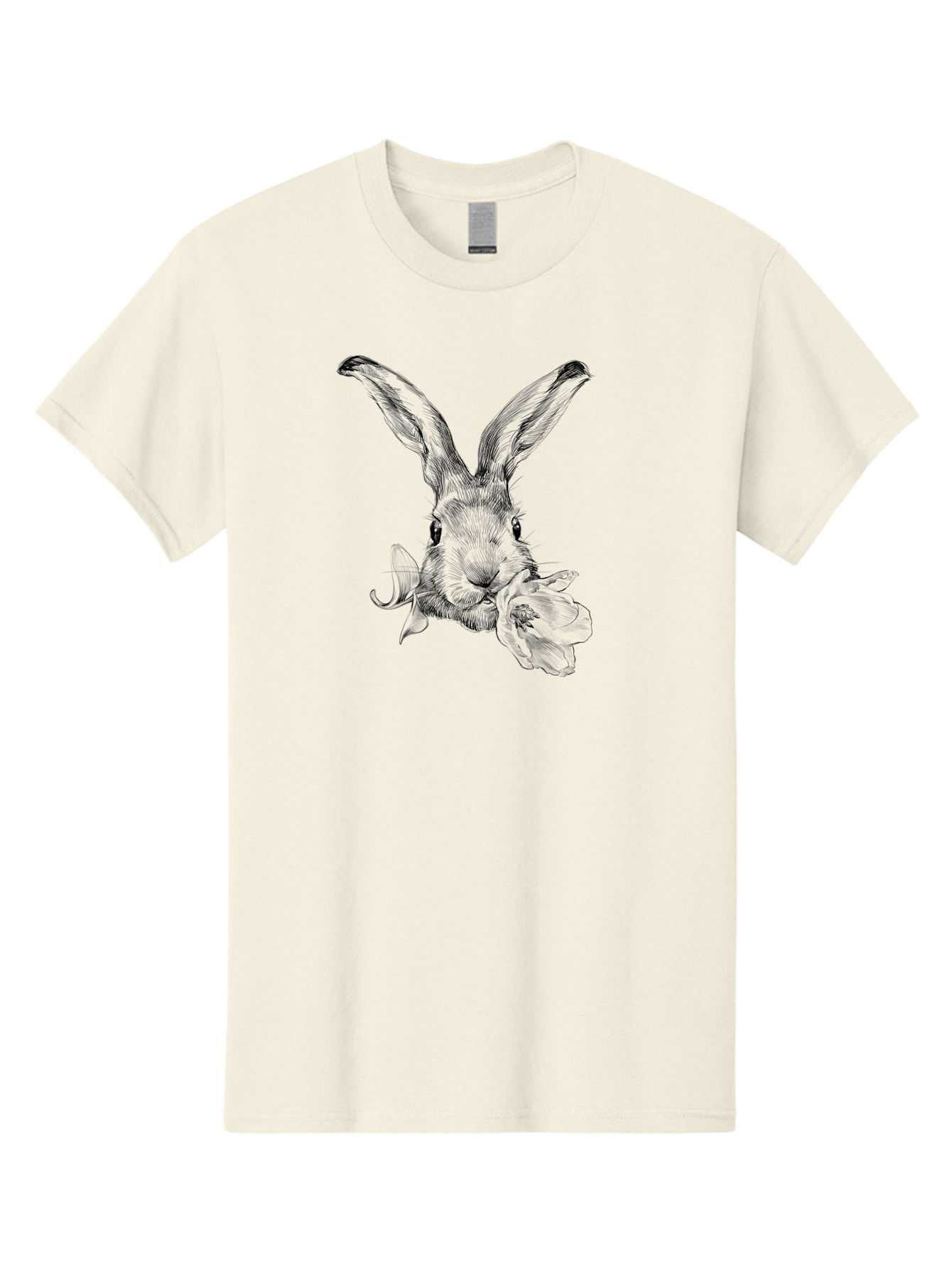 Rabbit-Eating-Flower Men'S Graphic Tee, 100% Cotton, Comfortable Casual Summer Wear, Machine Washable, Rabbit With Long Ears, Floral Theme, Whimsical Art, Spring Design, Cute Bunny, Flower Eater, Detailed Illustration, Rabbit Portrait, Aac264 29