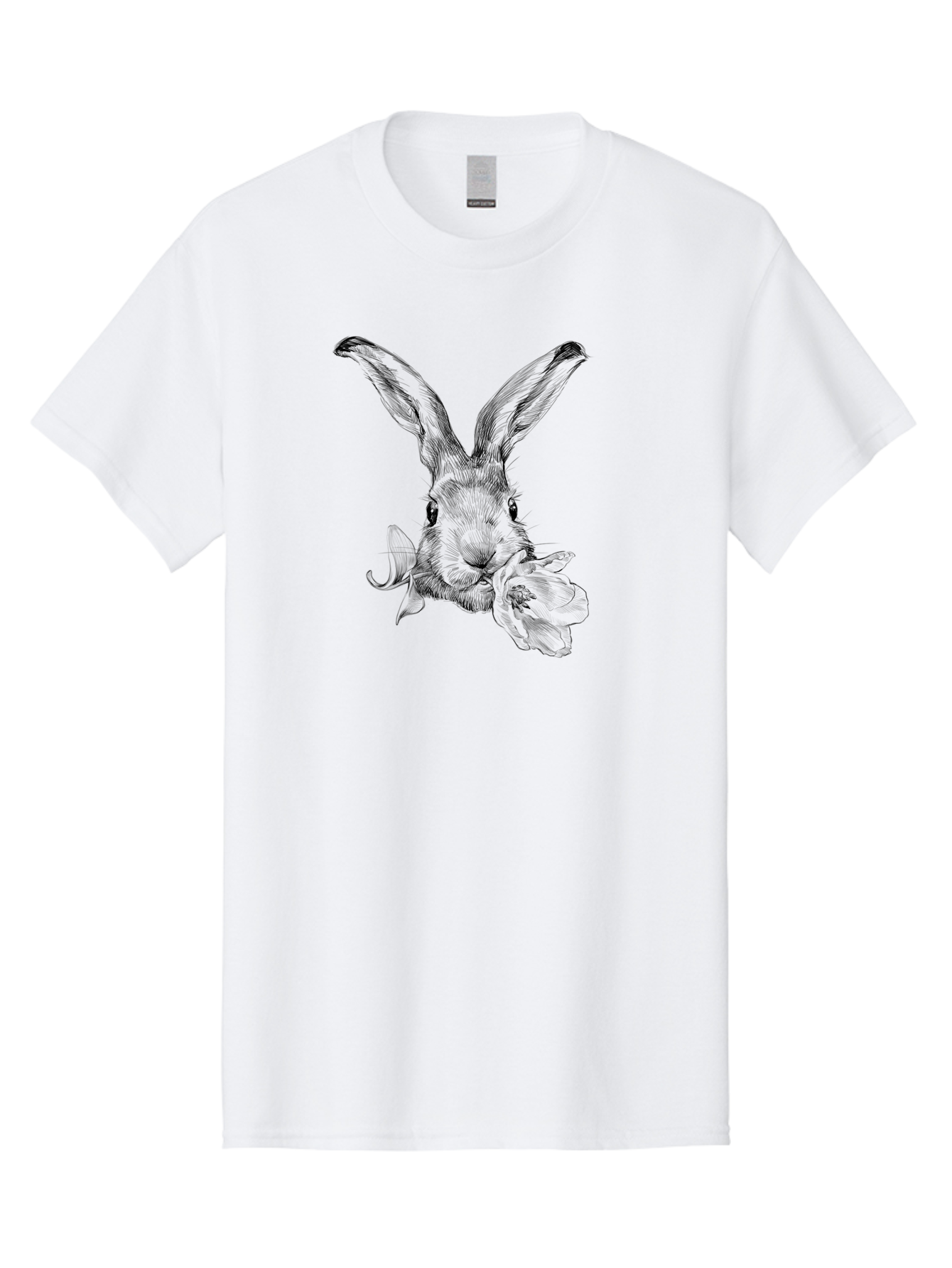 Rabbit-Eating-Flower Men'S Graphic Tee, 100% Cotton, Comfortable Casual Summer Wear, Machine Washable, Rabbit With Long Ears, Floral Theme, Whimsical Art, Spring Design, Cute Bunny, Flower Eater, Detailed Illustration, Rabbit Portrait, Aac264 27