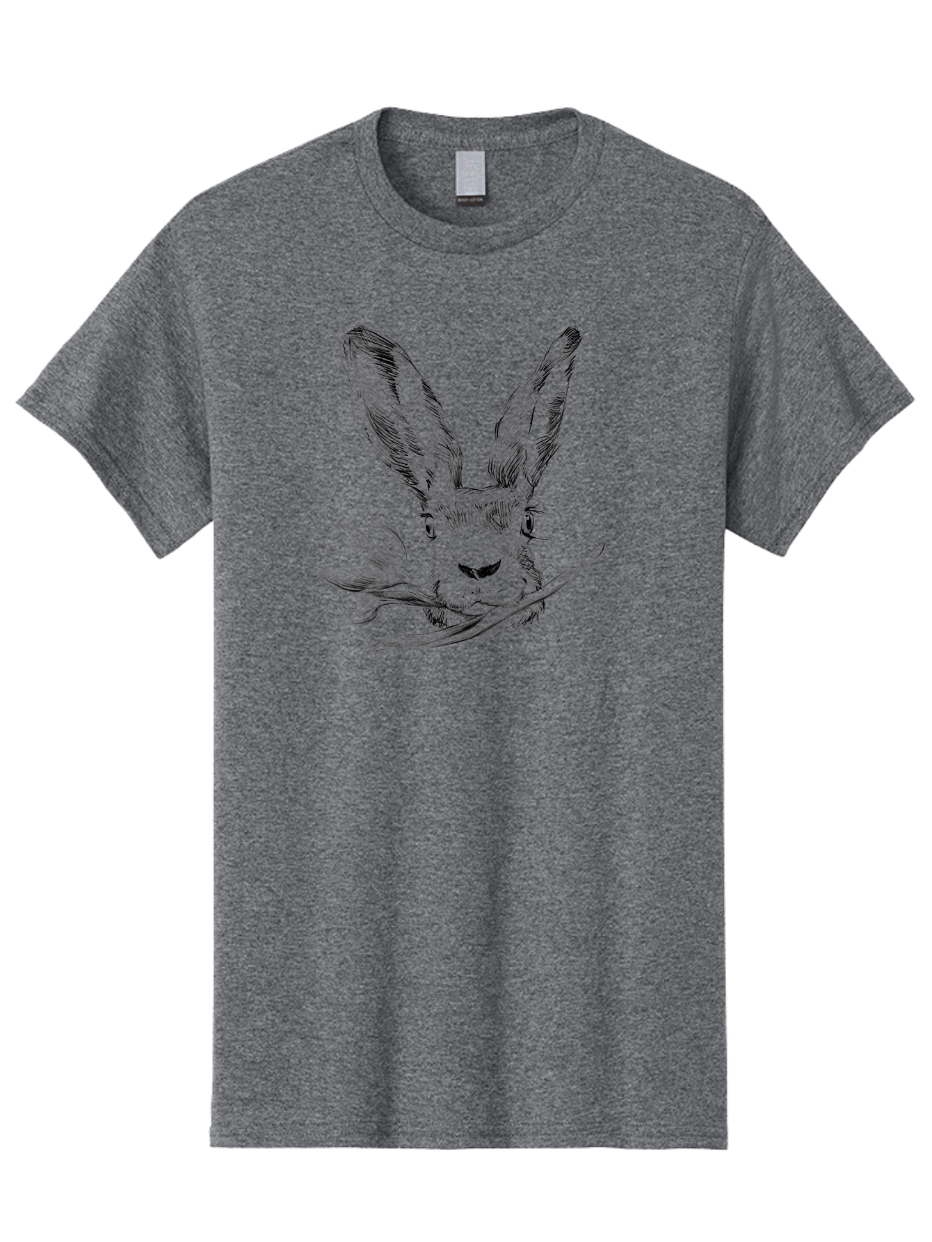 Rabbit-Head-With-Tulip Men'S Graphic Tee, 100% Cotton, Comfortable Casual Summer Wear, Machine Washable, Rabbit Holding Tulip, Pencil Sketch, Realistic Drawing, Detailed Artwork, Floral Theme, Spring Inspiration, Delicate Lines, Aac265 19