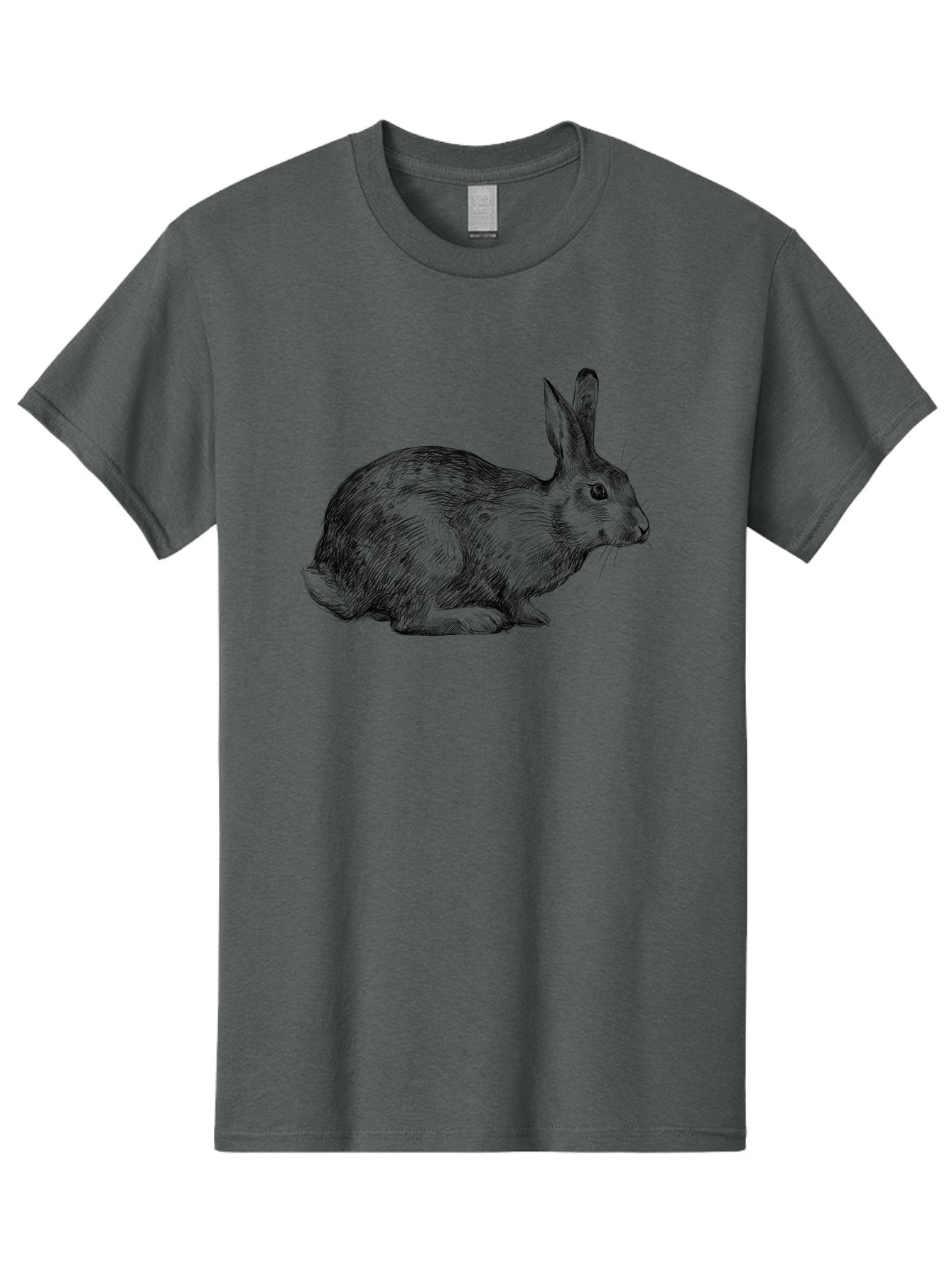 Rabbit-Illustration Men'S Graphic Tee, 100% Cotton, Comfortable Casual Summer Wear, Machine Washable, Detailed Illustration, Rabbit Art, Wildlife Graphics, Nature-Inspired Designs, Furry Creature, Sketch Style, Cute Animal, Whimsical Charm Aac266 9