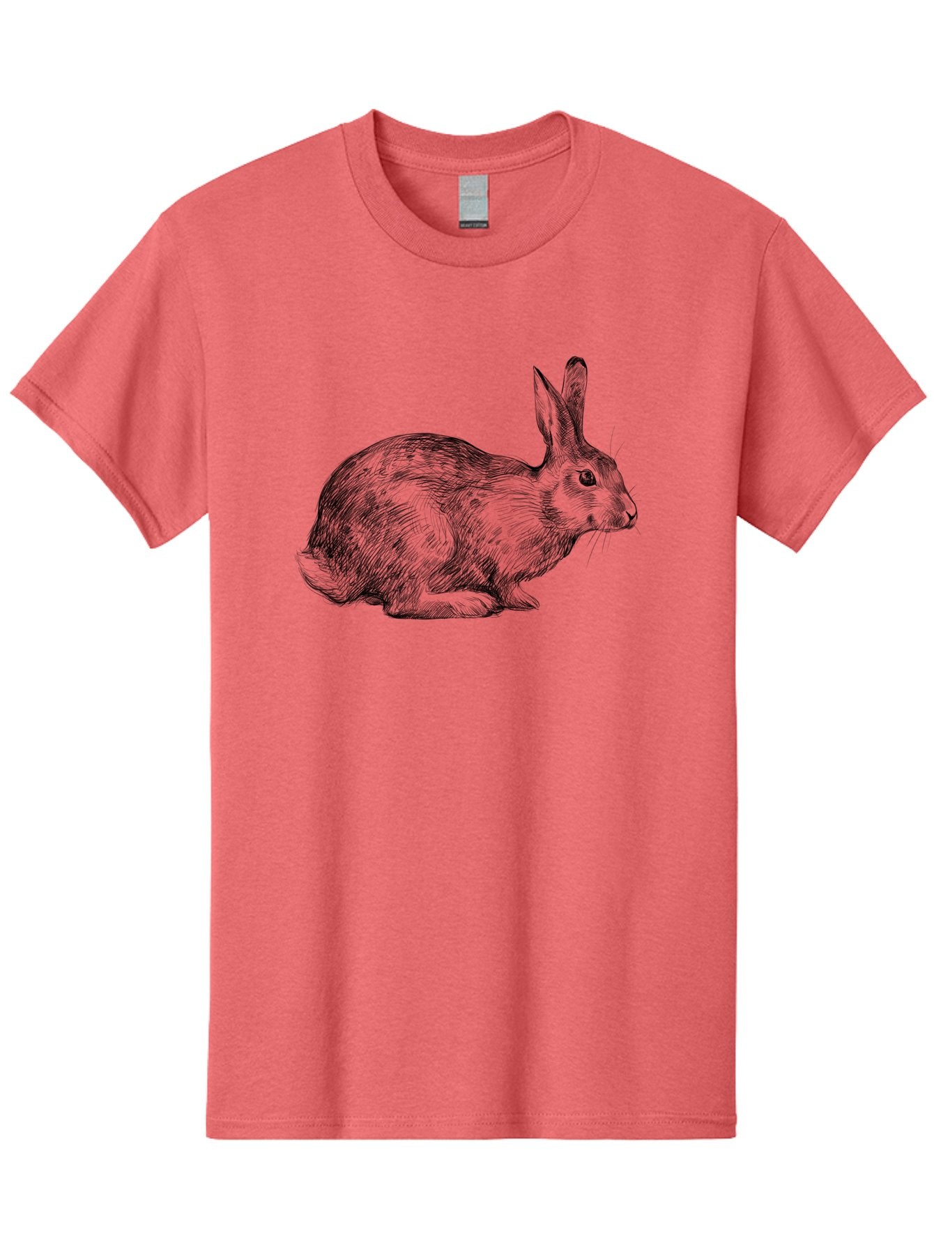 Rabbit-Illustration Men'S Graphic Tee, 100% Cotton, Comfortable Casual Summer Wear, Machine Washable, Detailed Illustration, Rabbit Art, Wildlife Graphics, Nature-Inspired Designs, Furry Creature, Sketch Style, Cute Animal, Whimsical Charm Aac266 10