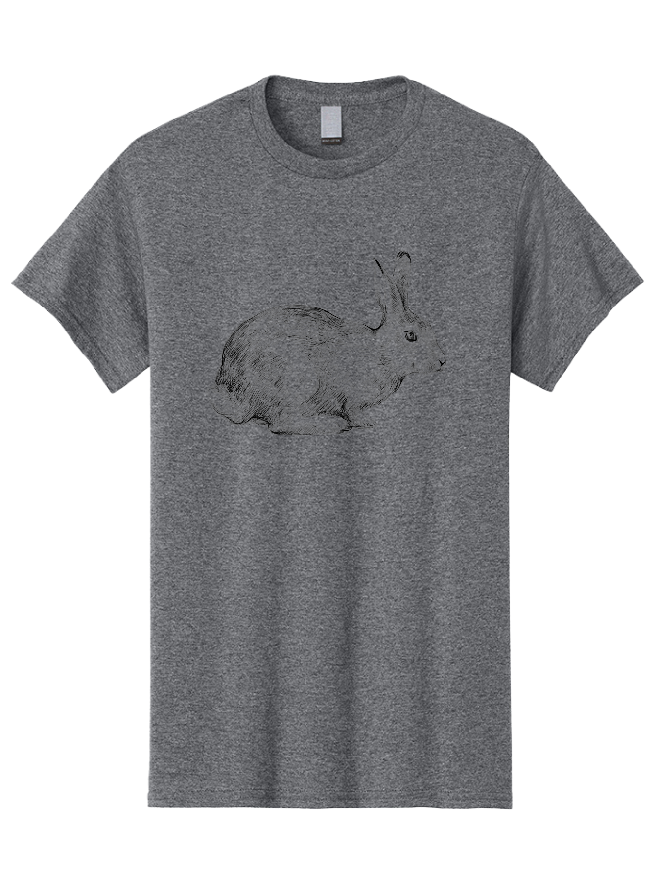 Rabbit-Illustration Men'S Graphic Tee, 100% Cotton, Comfortable Casual Summer Wear, Machine Washable, Detailed Illustration, Rabbit Art, Wildlife Graphics, Nature-Inspired Designs, Furry Creature, Sketch Style, Cute Animal, Whimsical Charm Aac266 25