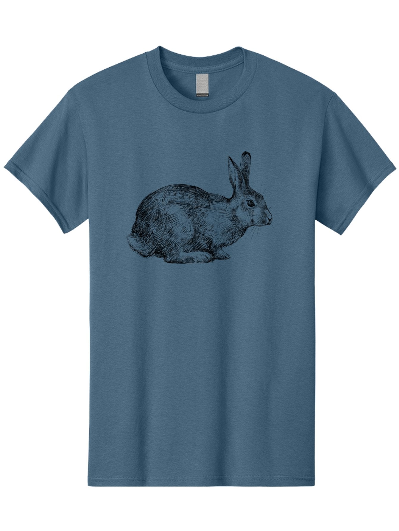 Rabbit-Illustration Men'S Graphic Tee, 100% Cotton, Comfortable Casual Summer Wear, Machine Washable, Detailed Illustration, Rabbit Art, Wildlife Graphics, Nature-Inspired Designs, Furry Creature, Sketch Style, Cute Animal, Whimsical Charm Aac266 12