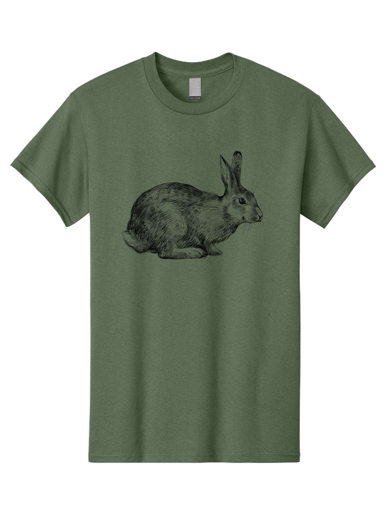 Rabbit-Illustration Men'S Graphic Tee, 100% Cotton, Comfortable Casual Summer Wear, Machine Washable, Detailed Illustration, Rabbit Art, Wildlife Graphics, Nature-Inspired Designs, Furry Creature, Sketch Style, Cute Animal, Whimsical Charm Aac266