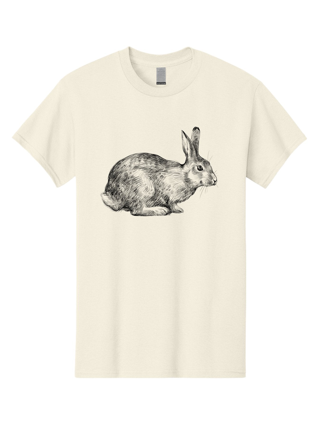 Rabbit-Illustration Men'S Graphic Tee, 100% Cotton, Comfortable Casual Summer Wear, Machine Washable, Detailed Illustration, Rabbit Art, Wildlife Graphics, Nature-Inspired Designs, Furry Creature, Sketch Style, Cute Animal, Whimsical Charm Aac266 8
