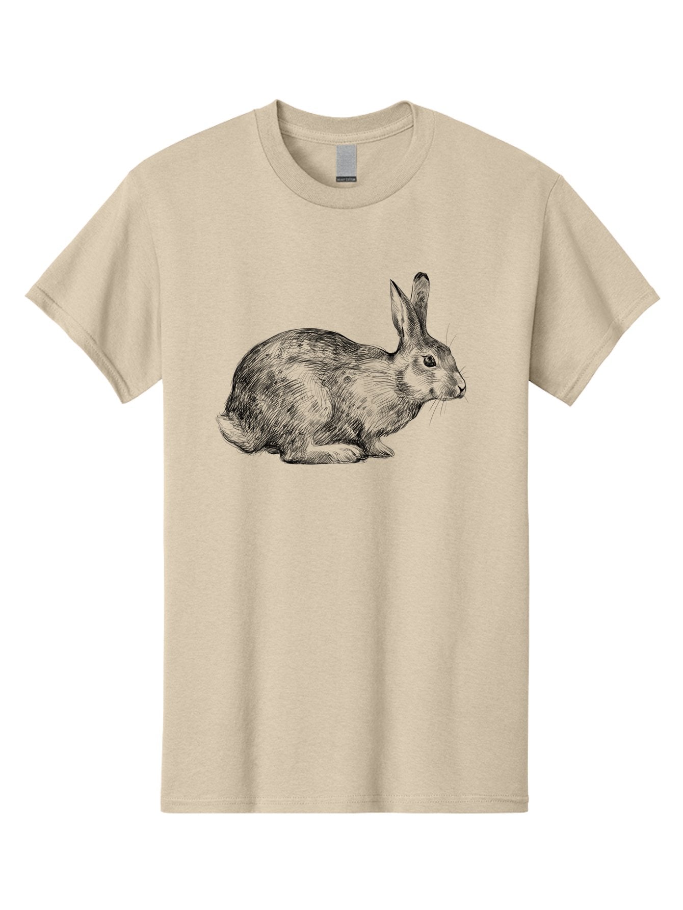Rabbit-Illustration Men'S Graphic Tee, 100% Cotton, Comfortable Casual Summer Wear, Machine Washable, Detailed Illustration, Rabbit Art, Wildlife Graphics, Nature-Inspired Designs, Furry Creature, Sketch Style, Cute Animal, Whimsical Charm Aac266 4