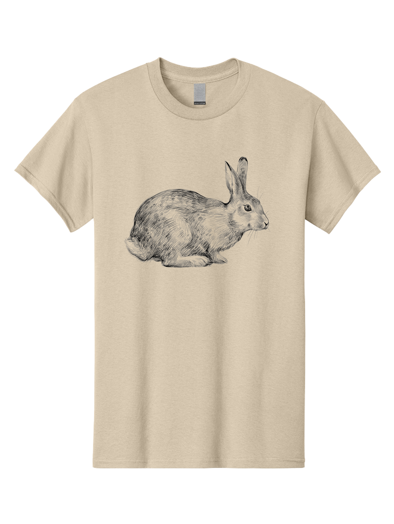 Rabbit-Illustration Men'S Graphic Tee, 100% Cotton, Comfortable Casual Summer Wear, Machine Washable, Detailed Illustration, Rabbit Art, Wildlife Graphics, Nature-Inspired Designs, Furry Creature, Sketch Style, Cute Animal, Whimsical Charm Aac266 23