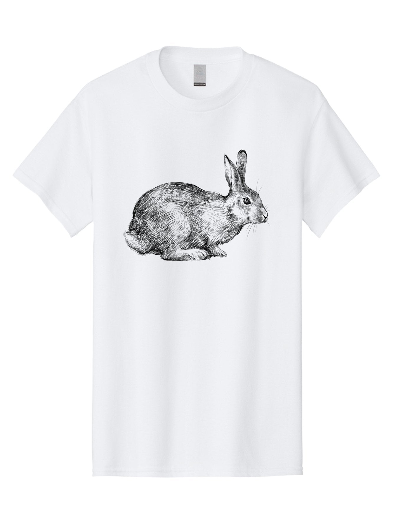 Rabbit-Illustration Men'S Graphic Tee, 100% Cotton, Comfortable Casual Summer Wear, Machine Washable, Detailed Illustration, Rabbit Art, Wildlife Graphics, Nature-Inspired Designs, Furry Creature, Sketch Style, Cute Animal, Whimsical Charm Aac266 3