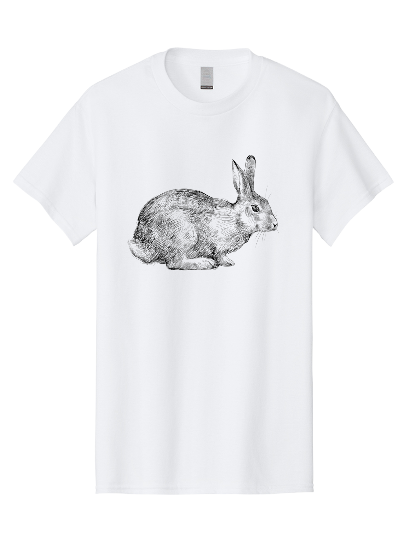 Rabbit-Illustration Men'S Graphic Tee, 100% Cotton, Comfortable Casual Summer Wear, Machine Washable, Detailed Illustration, Rabbit Art, Wildlife Graphics, Nature-Inspired Designs, Furry Creature, Sketch Style, Cute Animal, Whimsical Charm Aac266 17