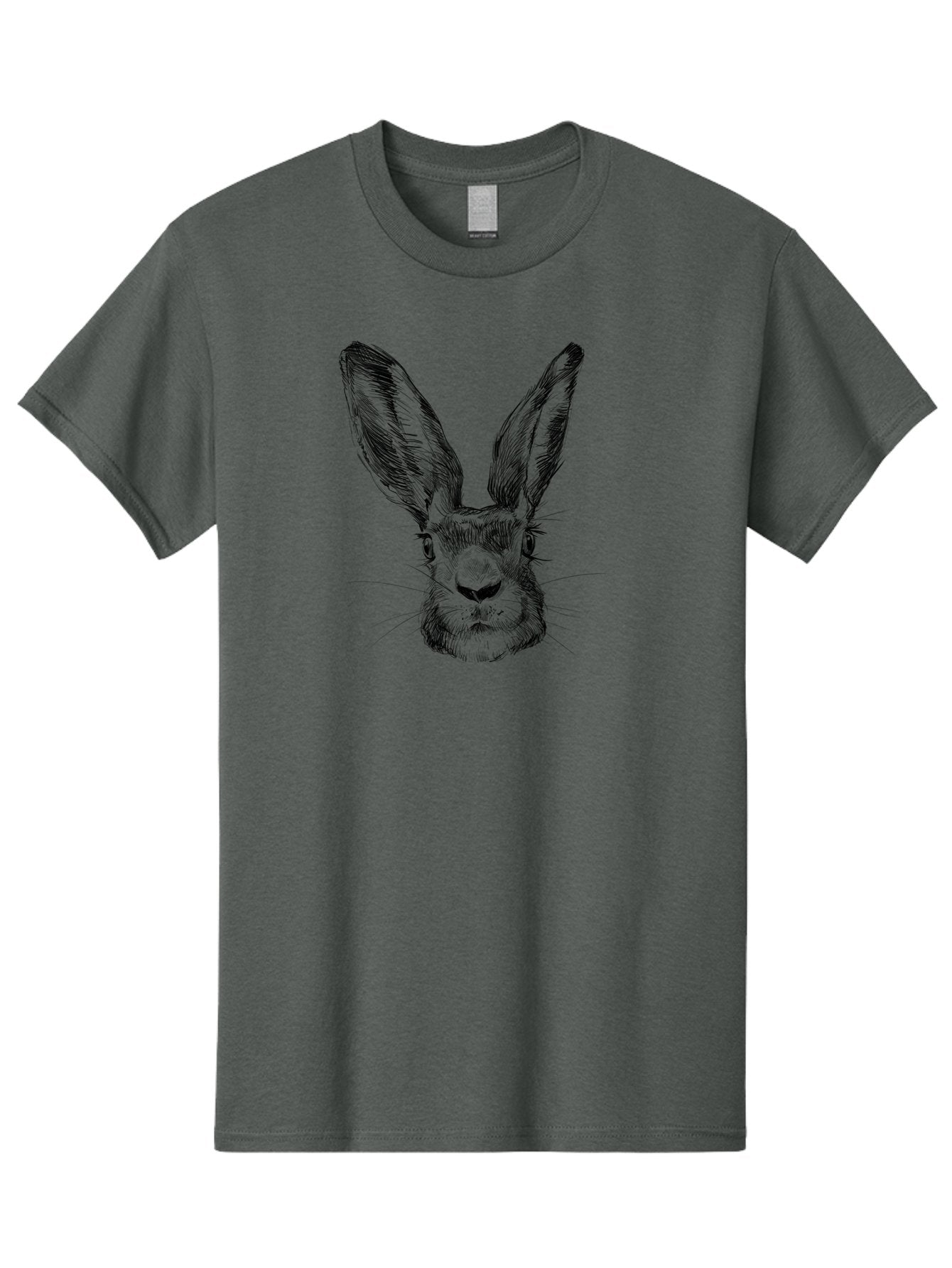 Rabbit-Sketch Men'S Graphic Tee, 100% Cotton, Comfortable Casual Summer Wear, Machine Washable, Rabbit Portrait, Detailed Illustration, Black And White Artwork, Long Ears, Whiskers, Wild Rabbit, Nature-Inspired Design, Sketch Style, Animal Art Aac267
