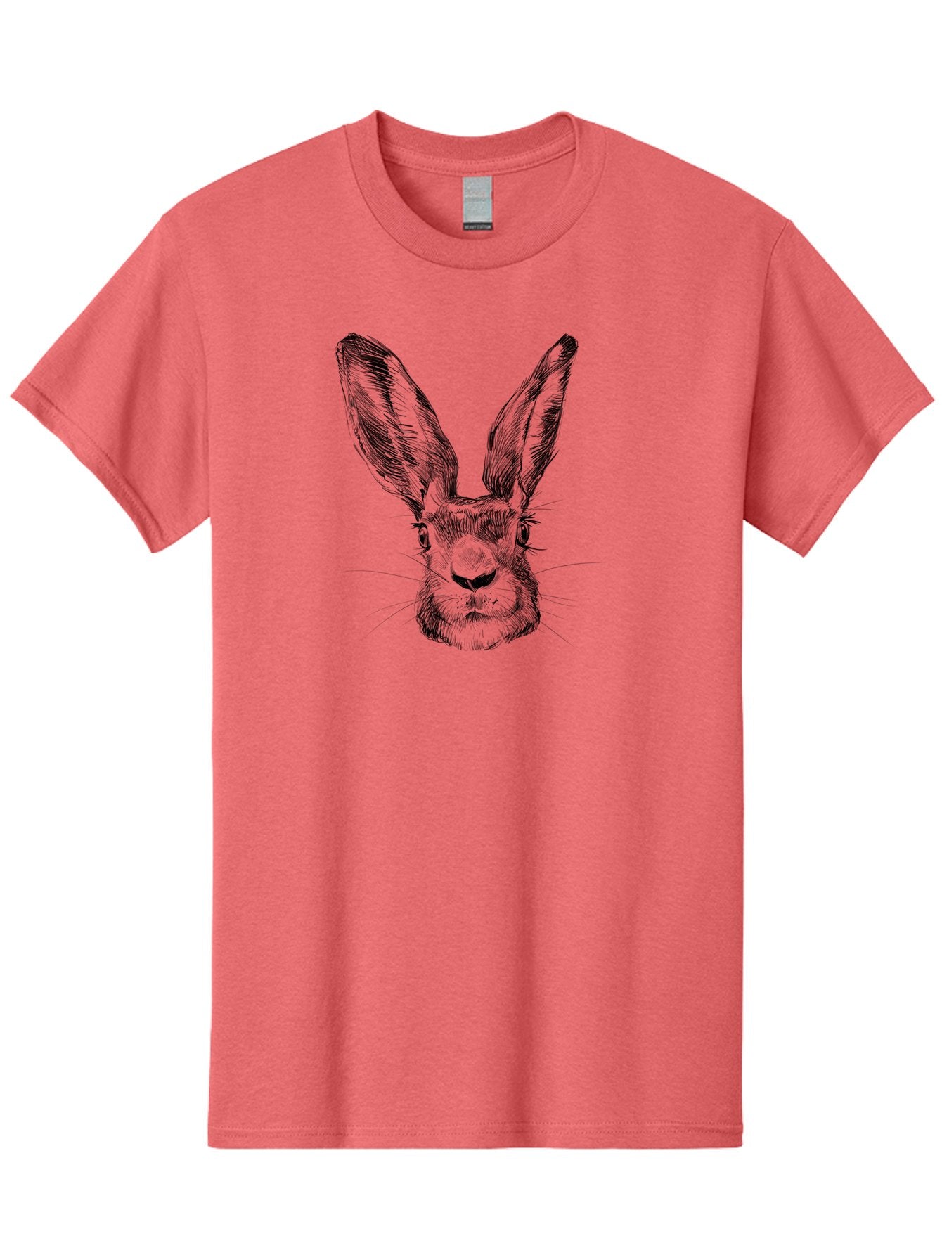 Rabbit-Sketch Men'S Graphic Tee, 100% Cotton, Comfortable Casual Summer Wear, Machine Washable, Rabbit Portrait, Detailed Illustration, Black And White Artwork, Long Ears, Whiskers, Wild Rabbit, Nature-Inspired Design, Sketch Style, Animal Art Aac267 15