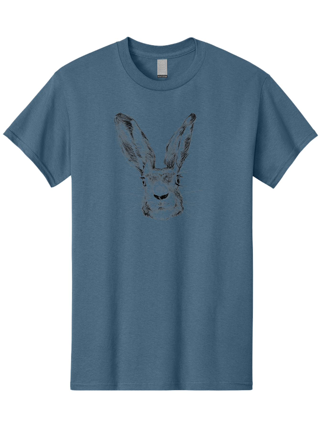 Rabbit-Sketch Men'S Graphic Tee, 100% Cotton, Comfortable Casual Summer Wear, Machine Washable, Rabbit Portrait, Detailed Illustration, Black And White Artwork, Long Ears, Whiskers, Wild Rabbit, Nature-Inspired Design, Sketch Style, Animal Art Aac267 27