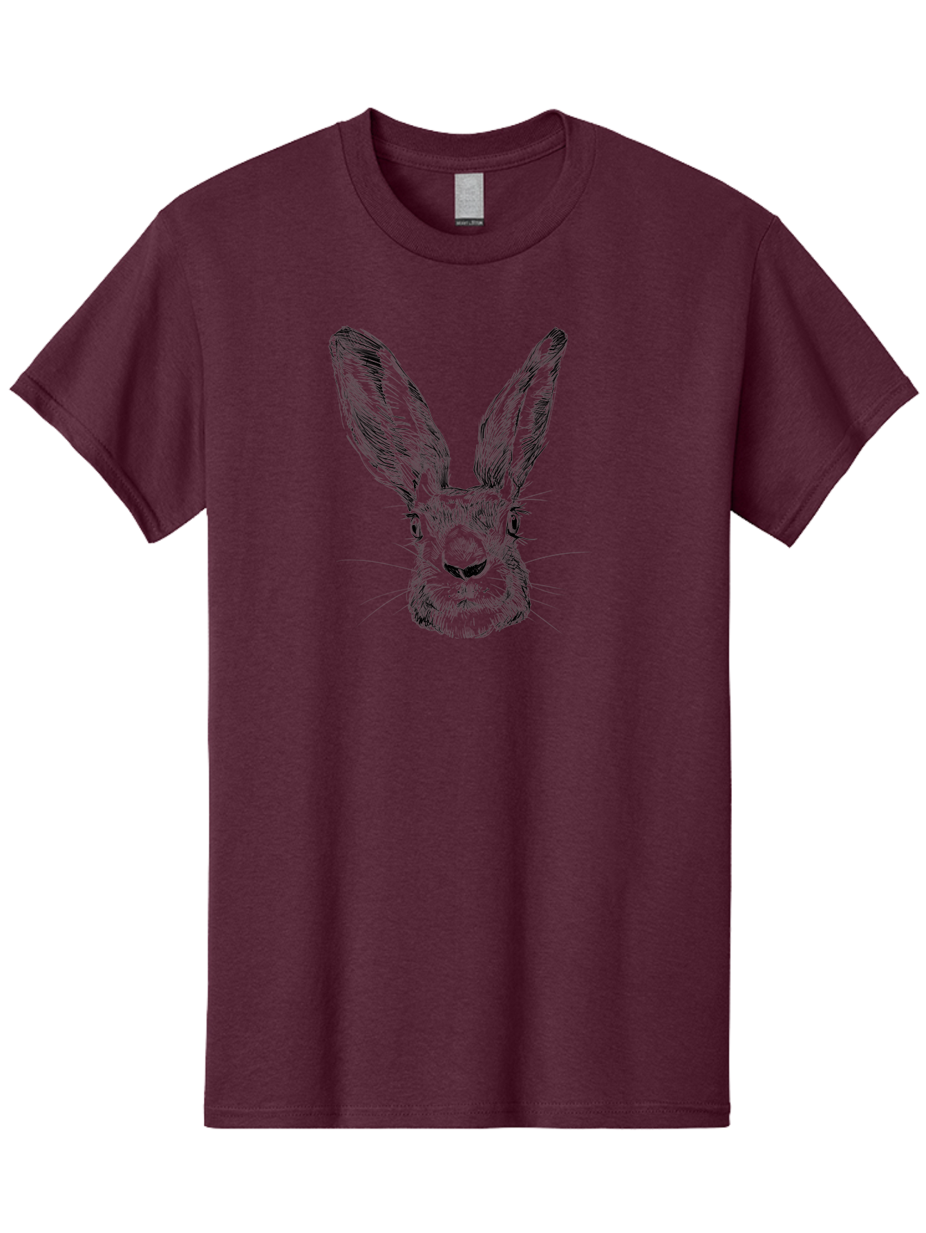 Rabbit-Sketch Men'S Graphic Tee, 100% Cotton, Comfortable Casual Summer Wear, Machine Washable, Rabbit Portrait, Detailed Illustration, Black And White Artwork, Long Ears, Whiskers, Wild Rabbit, Nature-Inspired Design, Sketch Style, Animal Art Aac267 21