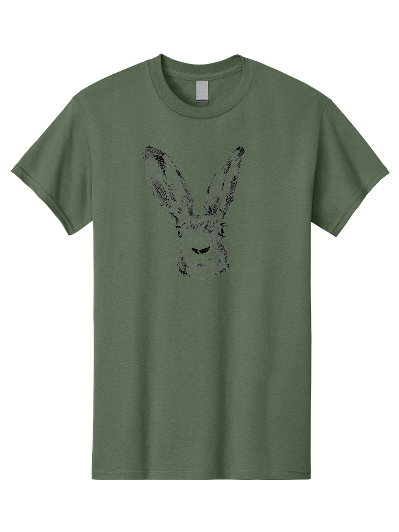 Rabbit-Sketch Men'S Graphic Tee, 100% Cotton, Comfortable Casual Summer Wear, Machine Washable, Rabbit Portrait, Detailed Illustration, Black And White Artwork, Long Ears, Whiskers, Wild Rabbit, Nature-Inspired Design, Sketch Style, Animal Art Aac267 25