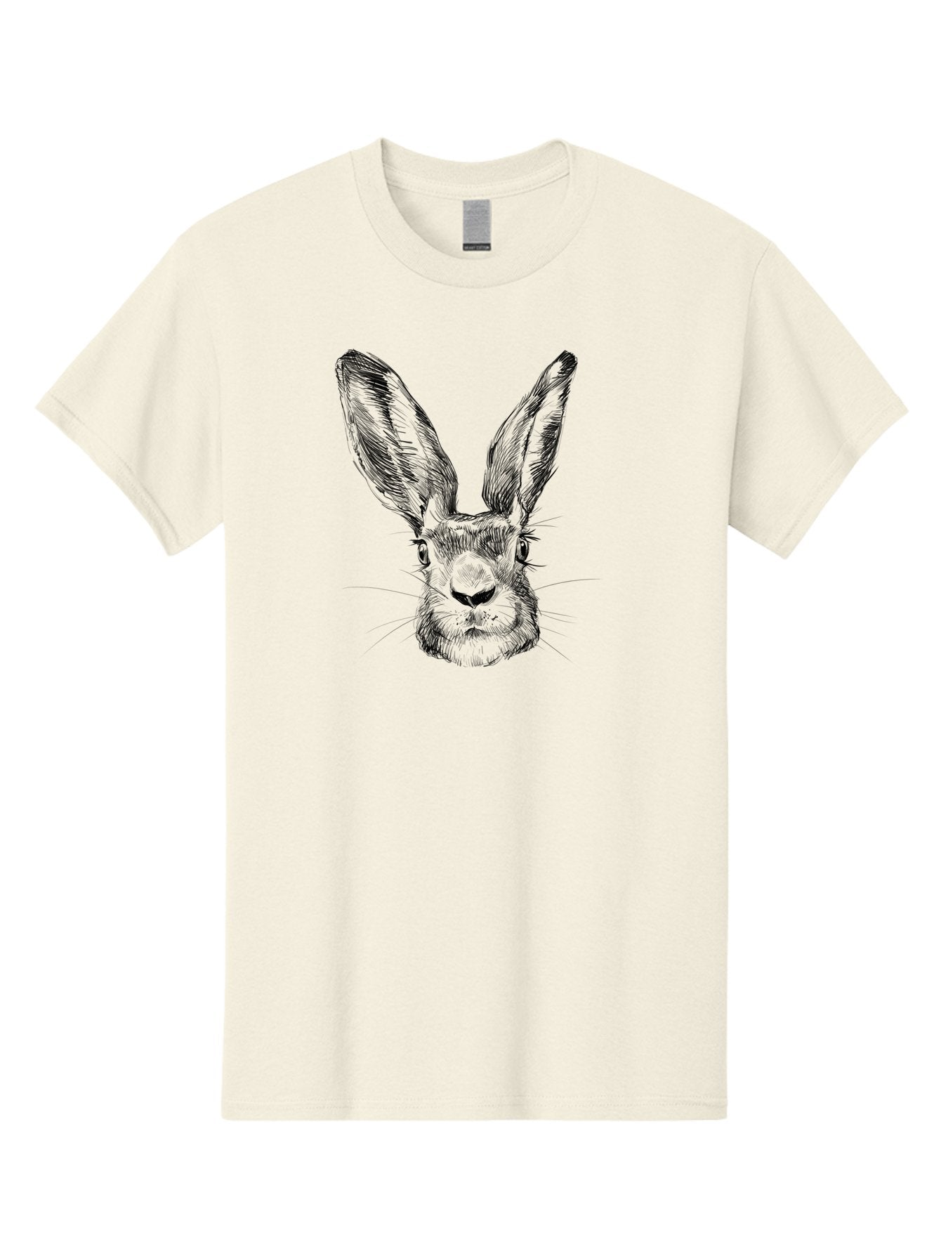 Rabbit-Sketch Men'S Graphic Tee, 100% Cotton, Comfortable Casual Summer Wear, Machine Washable, Rabbit Portrait, Detailed Illustration, Black And White Artwork, Long Ears, Whiskers, Wild Rabbit, Nature-Inspired Design, Sketch Style, Animal Art Aac267 11