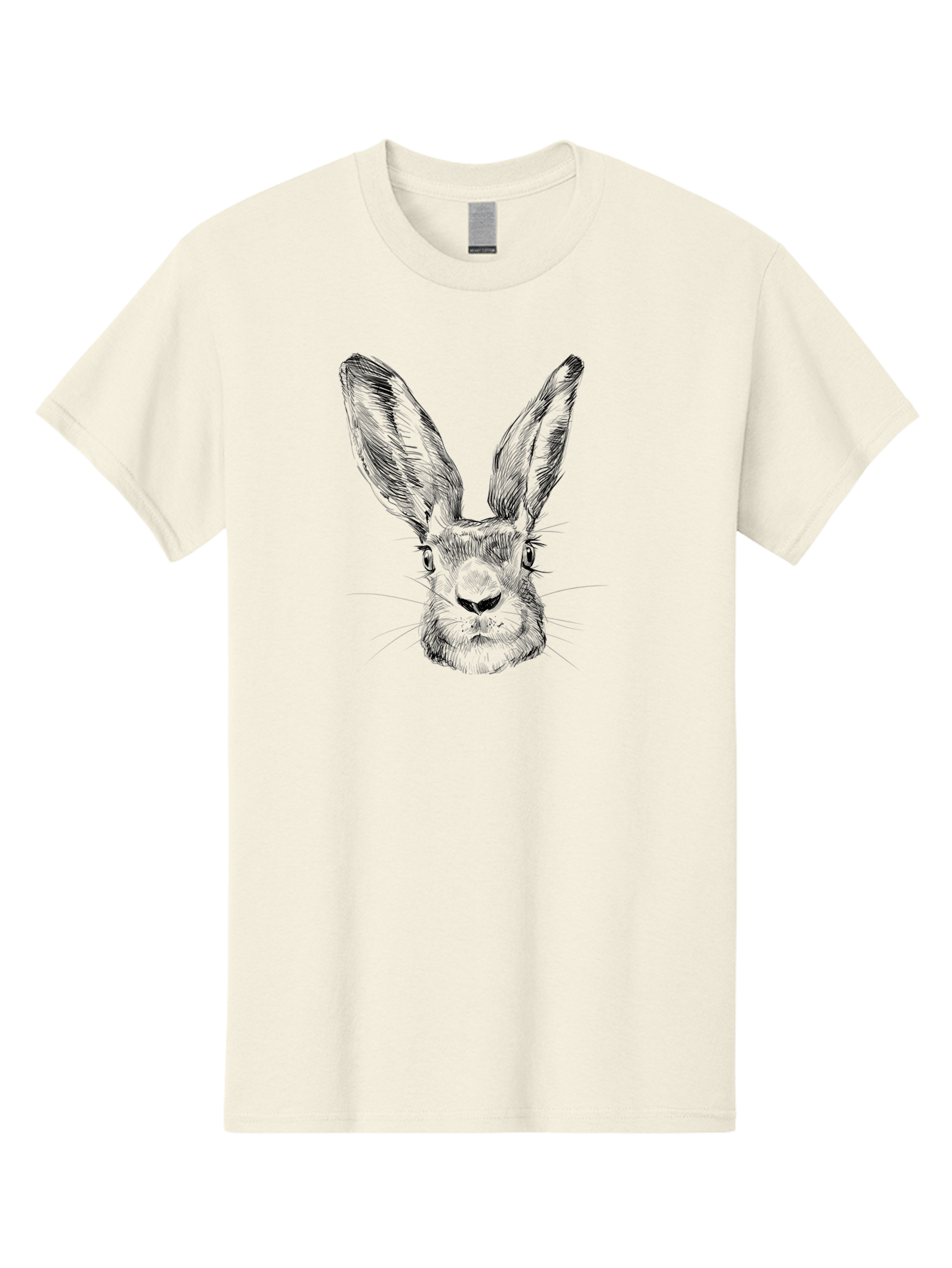 Rabbit-Sketch Men'S Graphic Tee, 100% Cotton, Comfortable Casual Summer Wear, Machine Washable, Rabbit Portrait, Detailed Illustration, Black And White Artwork, Long Ears, Whiskers, Wild Rabbit, Nature-Inspired Design, Sketch Style, Animal Art Aac267 7