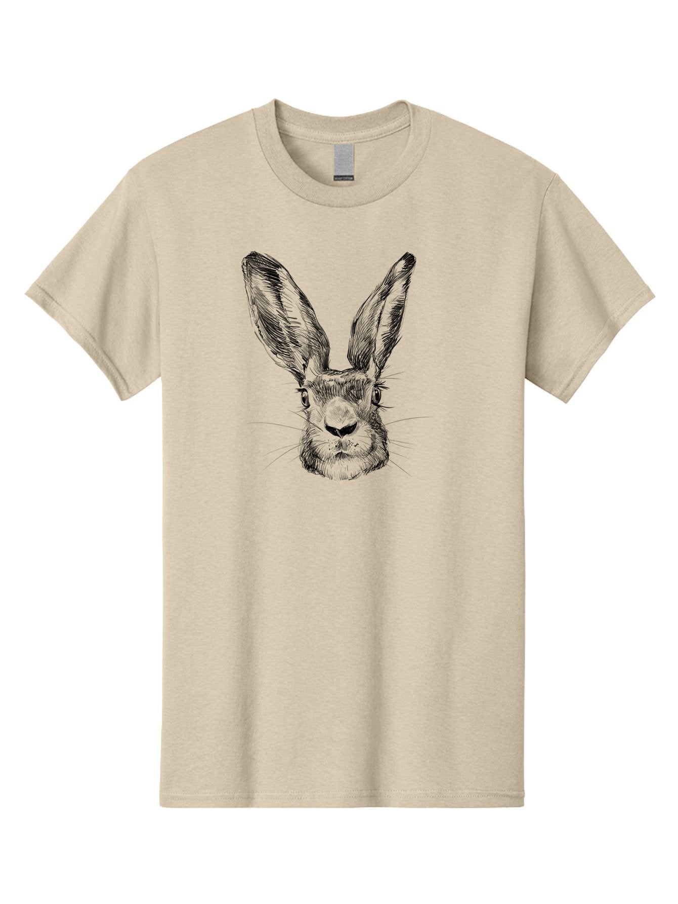 Rabbit-Sketch Men'S Graphic Tee, 100% Cotton, Comfortable Casual Summer Wear, Machine Washable, Rabbit Portrait, Detailed Illustration, Black And White Artwork, Long Ears, Whiskers, Wild Rabbit, Nature-Inspired Design, Sketch Style, Animal Art Aac267 14