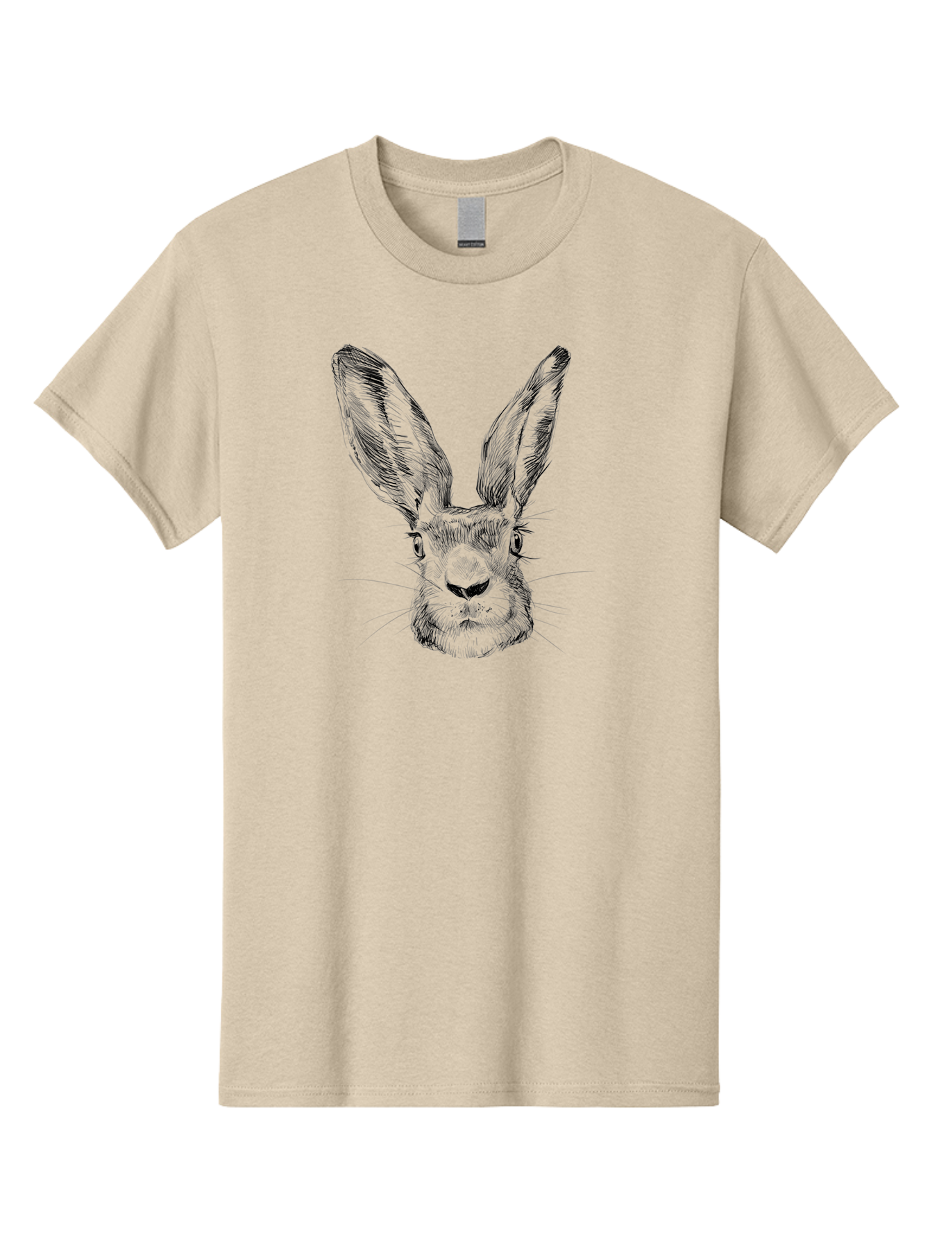 Rabbit-Sketch Men'S Graphic Tee, 100% Cotton, Comfortable Casual Summer Wear, Machine Washable, Rabbit Portrait, Detailed Illustration, Black And White Artwork, Long Ears, Whiskers, Wild Rabbit, Nature-Inspired Design, Sketch Style, Animal Art Aac267 3