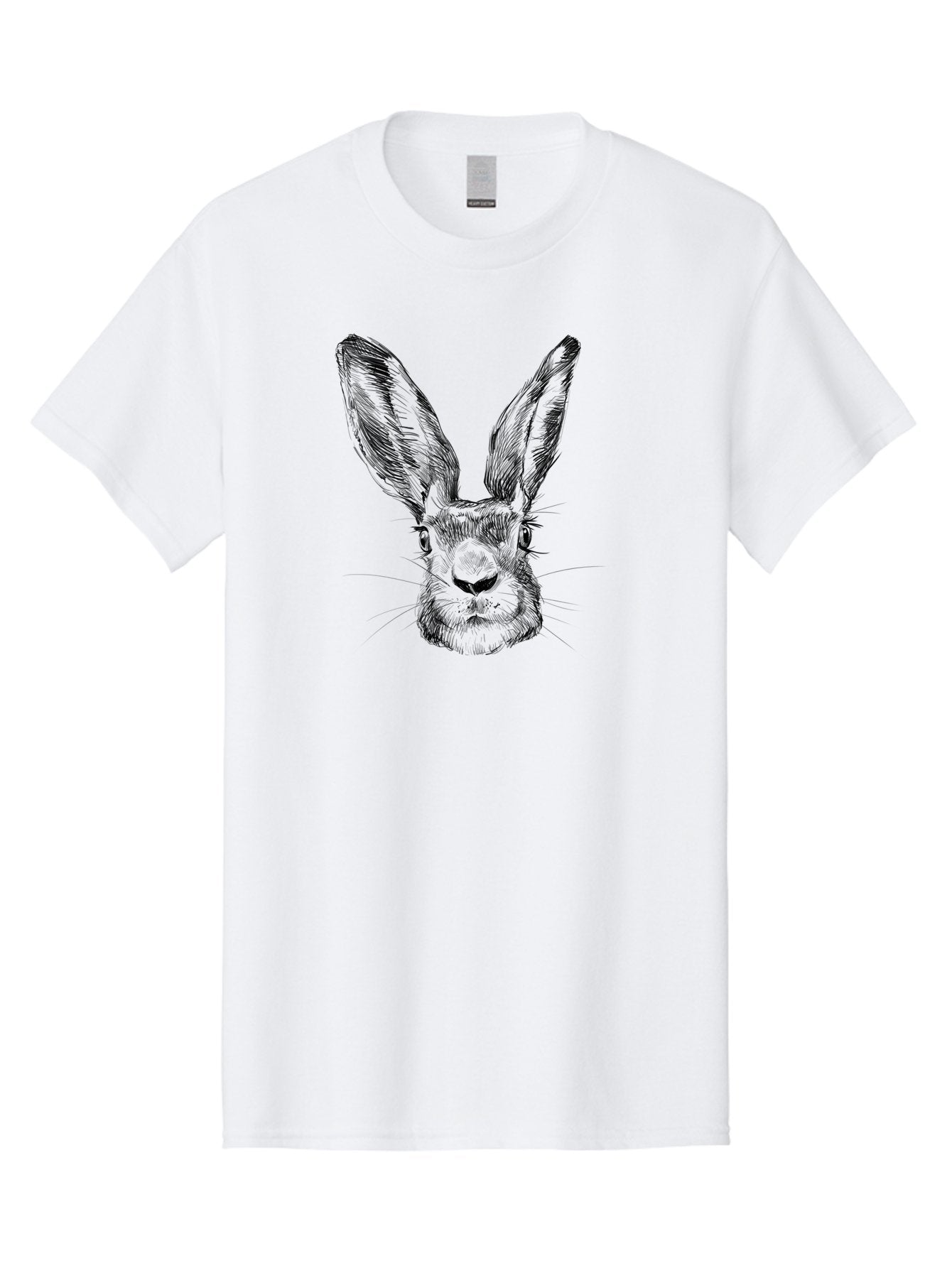 Rabbit-Sketch Men'S Graphic Tee, 100% Cotton, Comfortable Casual Summer Wear, Machine Washable, Rabbit Portrait, Detailed Illustration, Black And White Artwork, Long Ears, Whiskers, Wild Rabbit, Nature-Inspired Design, Sketch Style, Animal Art Aac267 8