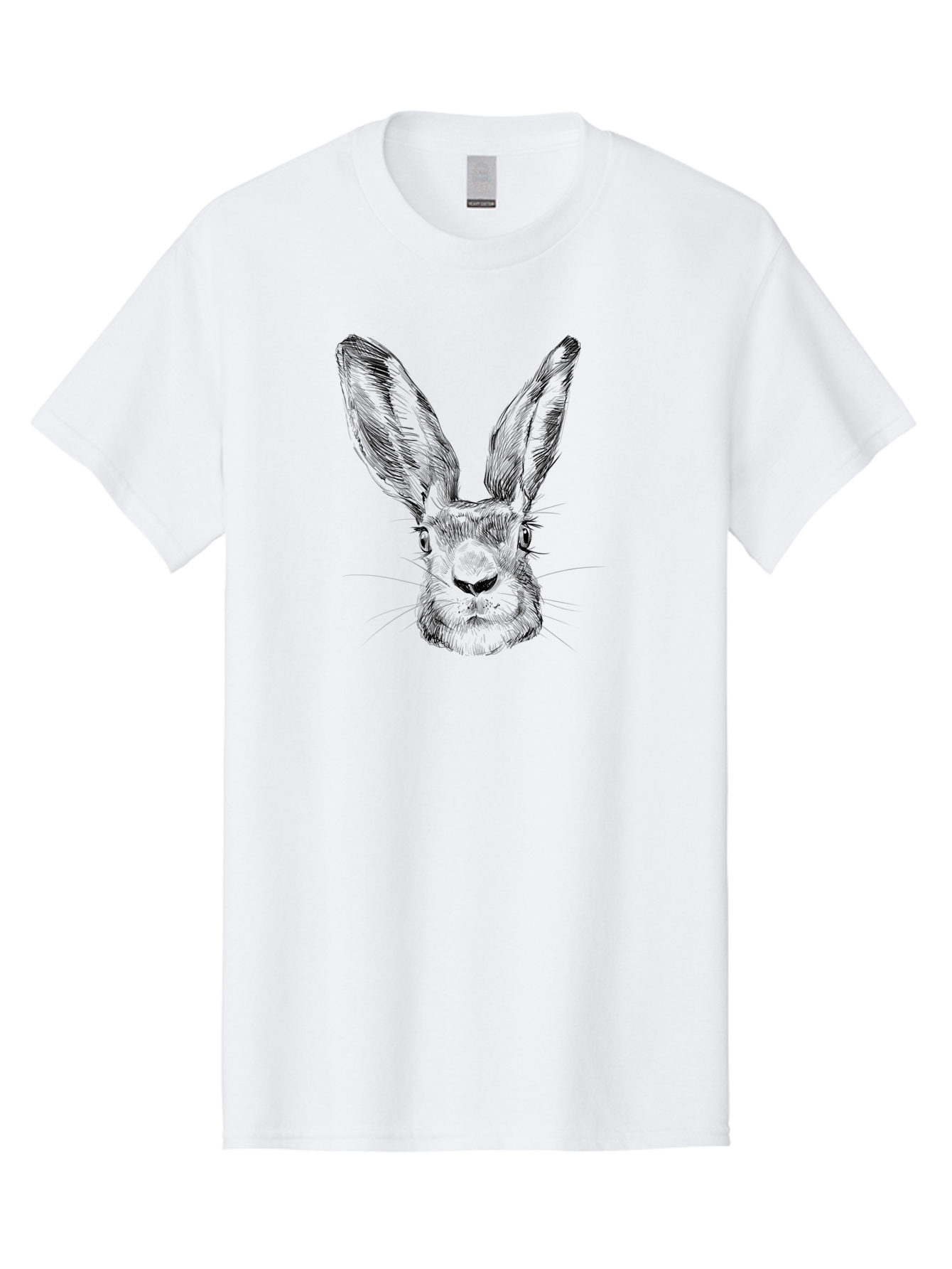 Rabbit-Sketch Men'S Graphic Tee, 100% Cotton, Comfortable Casual Summer Wear, Machine Washable, Rabbit Portrait, Detailed Illustration, Black And White Artwork, Long Ears, Whiskers, Wild Rabbit, Nature-Inspired Design, Sketch Style, Animal Art Aac267 11