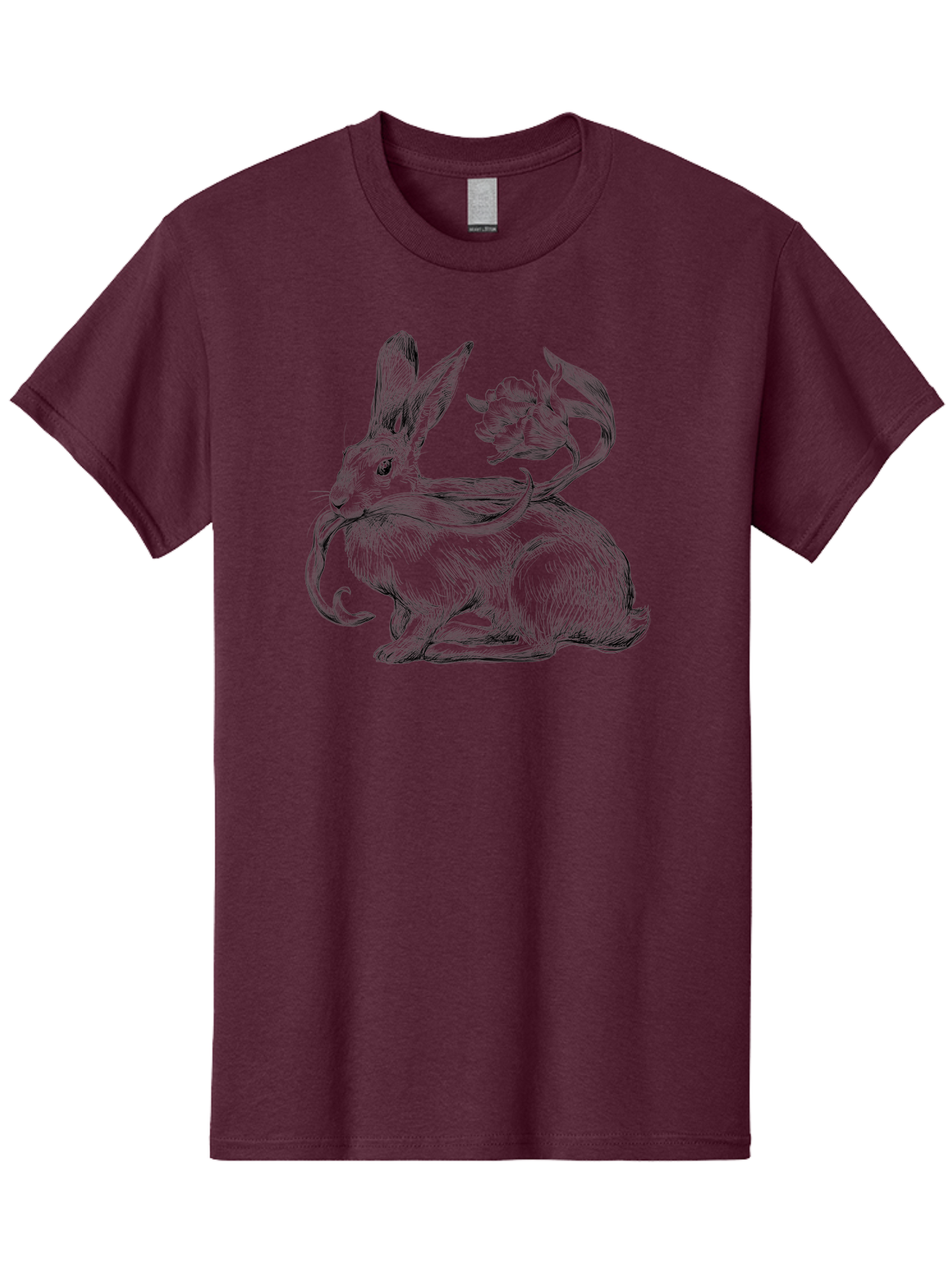 Rabbit-With-Floral-Tail Men'S Graphic Tee, 100% Cotton, Comfortable Casual Summer Wear, Machine Washable, Jackalope, Mythical Creature, Rabbit With Antlers, Fantasy Art, Surreal Illustration, Whimsical Design, Folk Art, Western Mythology, Aac268 23